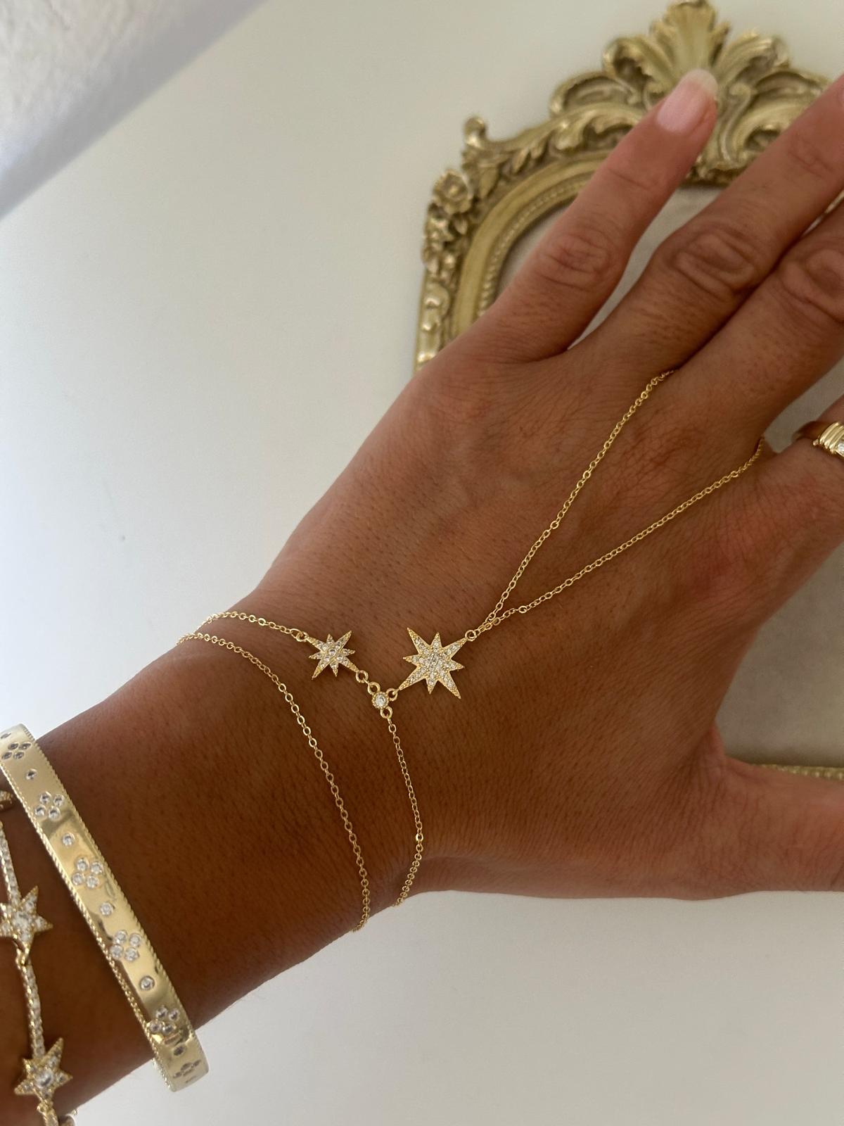 14K Gold Renkli İkili Kutup Yıldızlı Şahmeran