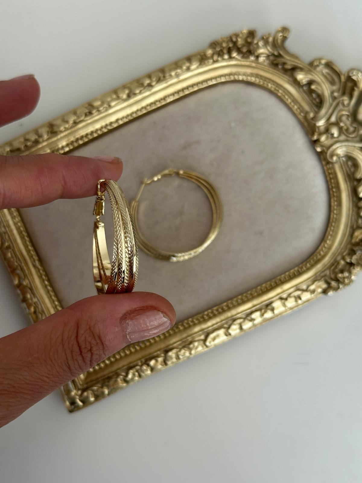 14K Gold Renkli Çoklu Birlesim Varak Parlak Halka Küpe