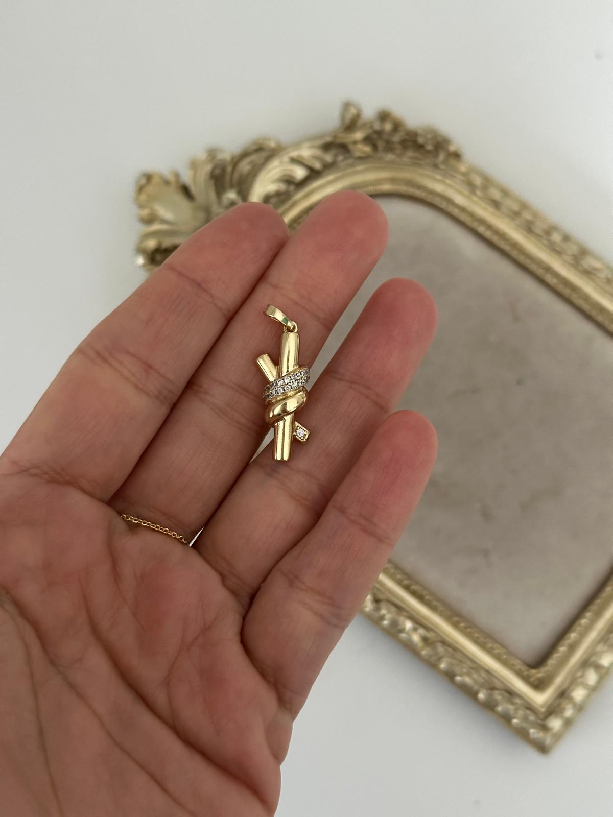 14K Gold Renkli Marka Dolama Kolye Ucu