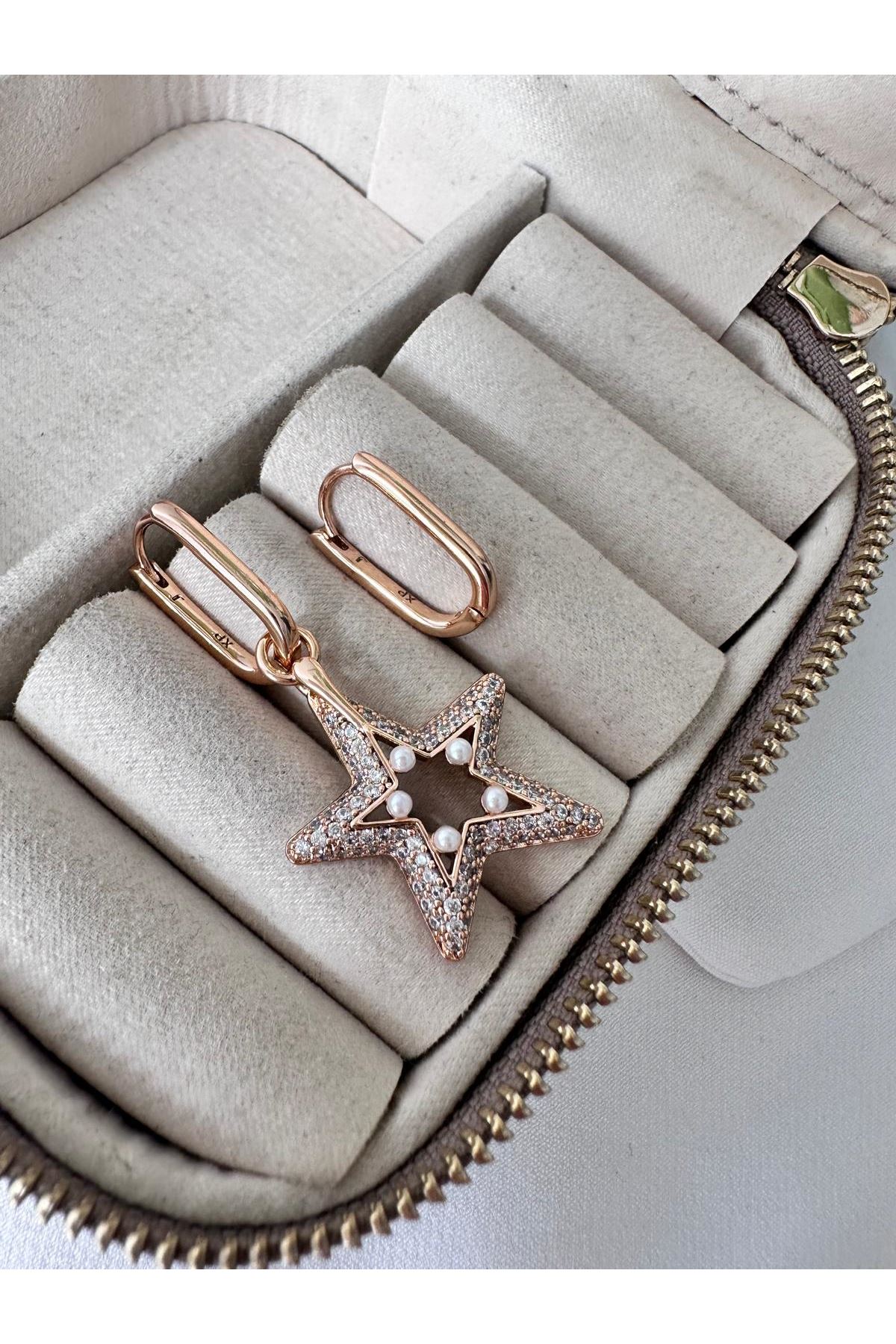 Yıldız İnci Taşlı Lale Form Küpe