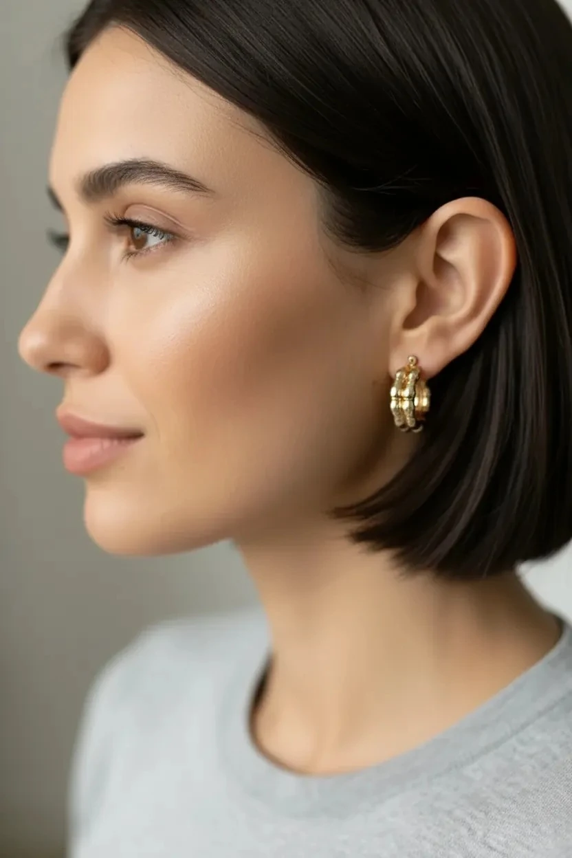 18K Rose Gold Renkli Halka İki Görünümlü Bomb Küpe