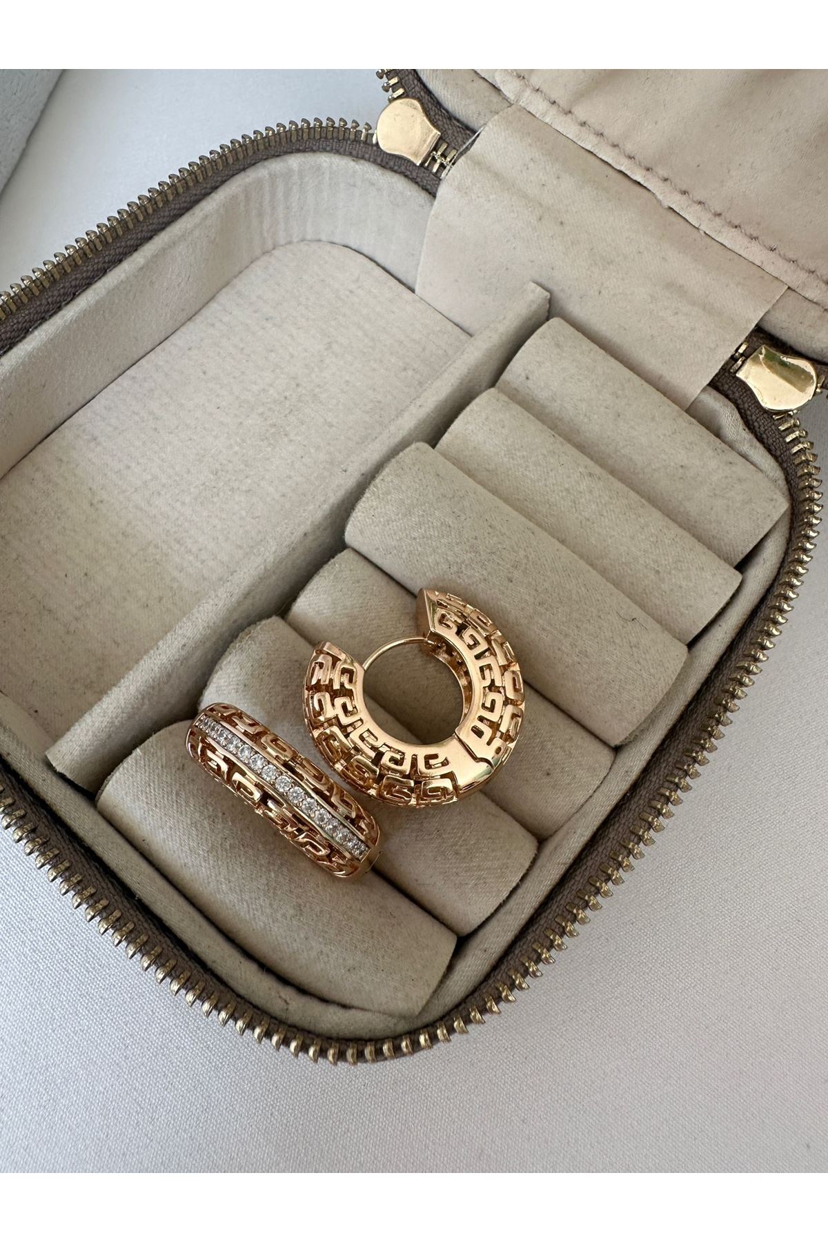 18K Gold Rose Marka Vrsc Halka Küpe