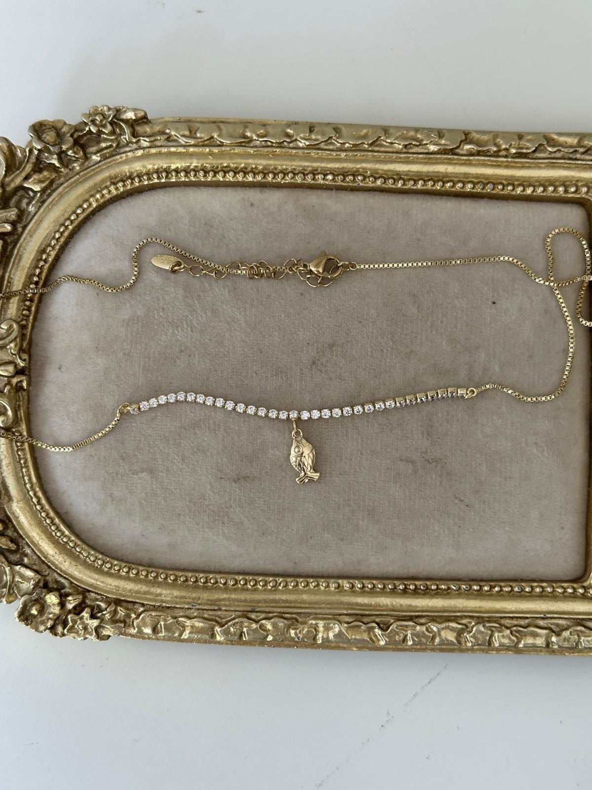 14K Gold Renkli Balık Figürlü Su Yolu Taşlı Kolye