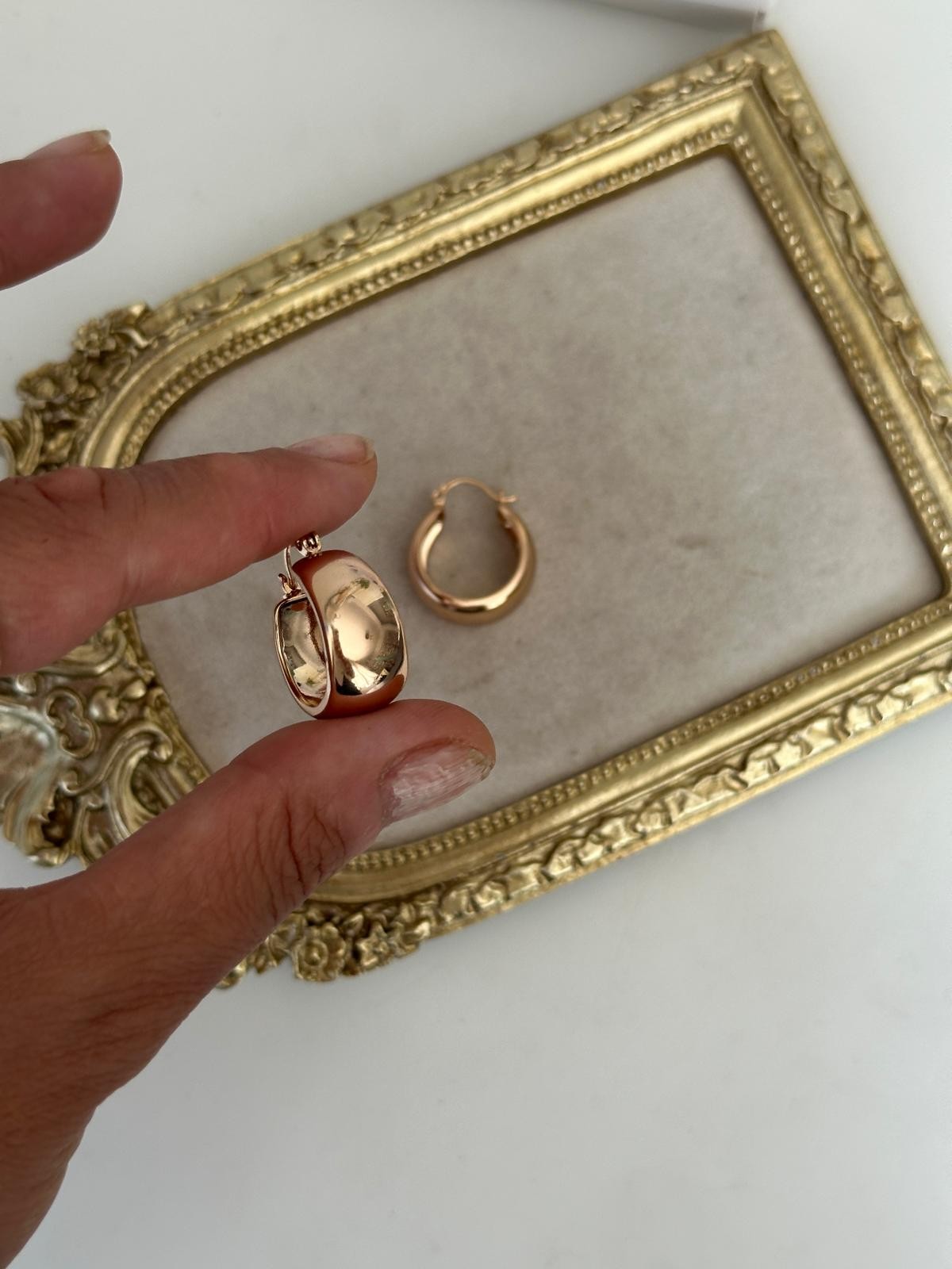 18K Gold Rose Halka Dolum Küpe