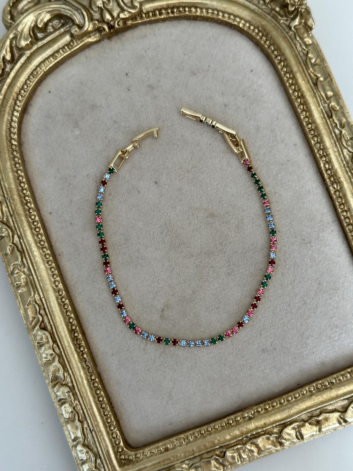 14K Gold Rengarenk Su Yolu Taşlı Bileklik