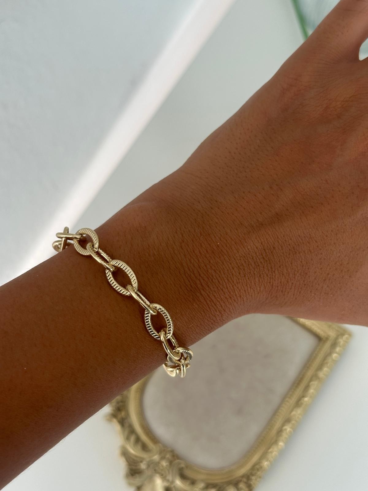 14K Gold Renkli Kabartmalı Bileklik
