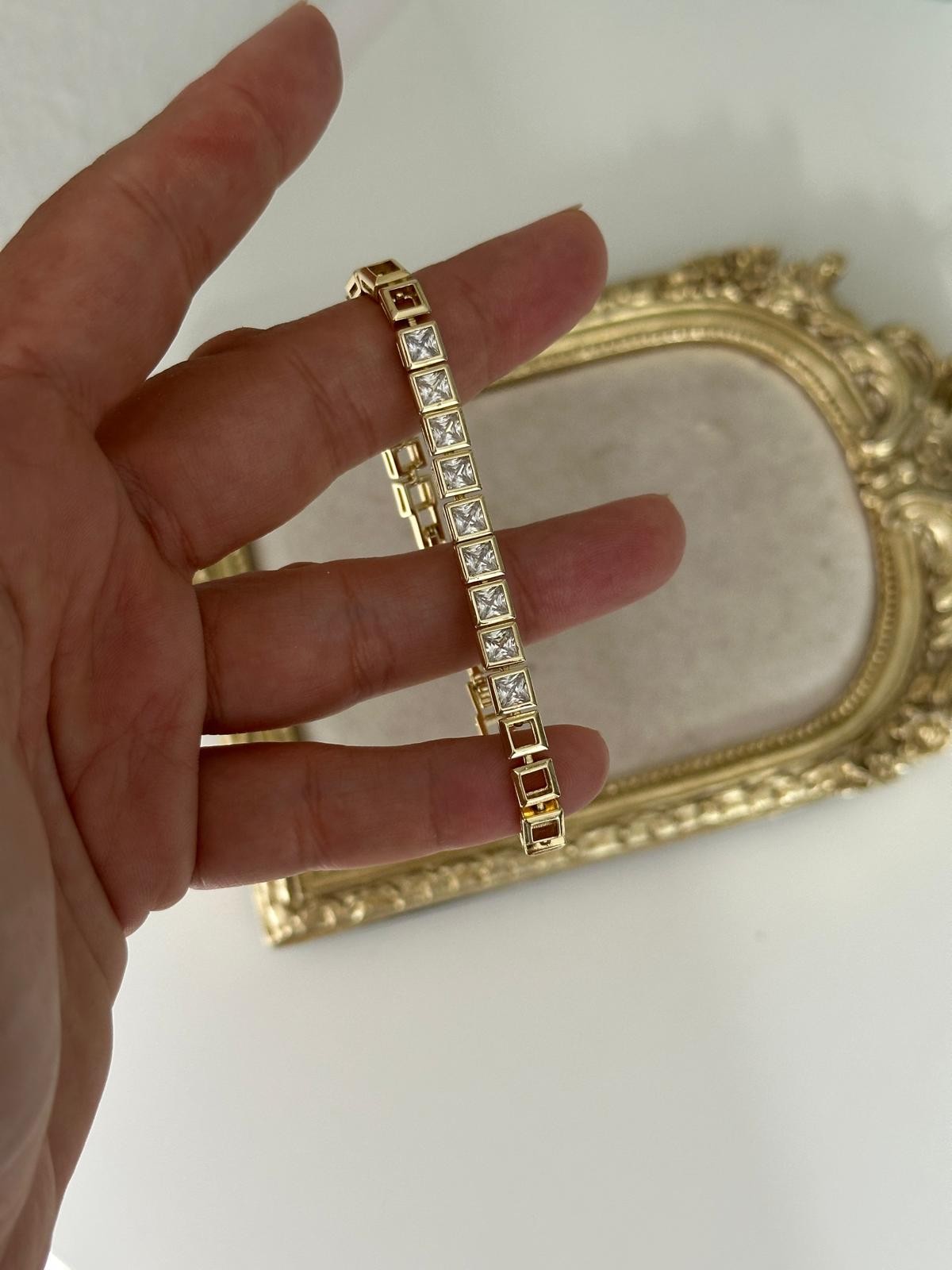 14K Gold Renkli Baget KüpTaşlı Bileklik