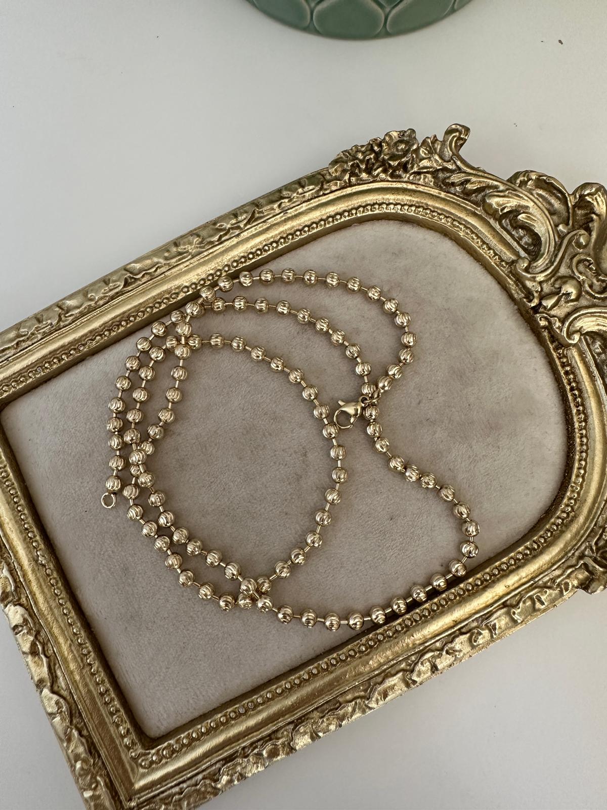 14K Gold Renkli Kendinden Varaklı Dorika Topçuklu Kolye