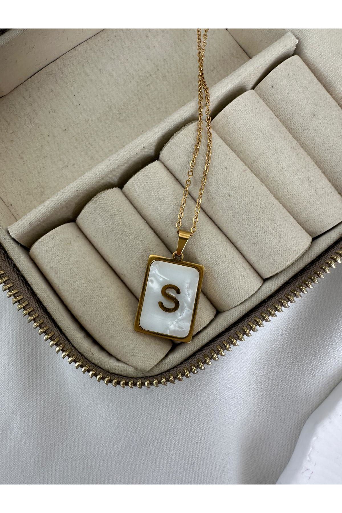 18K Rose Gold Renkli S Harf Kolye