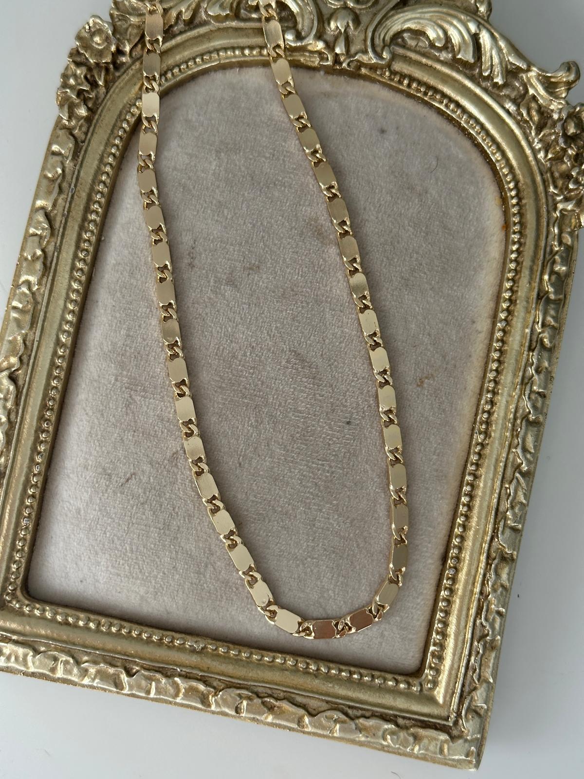 14K Gold Renkli Orta Kalın Bal Plaka Kolye