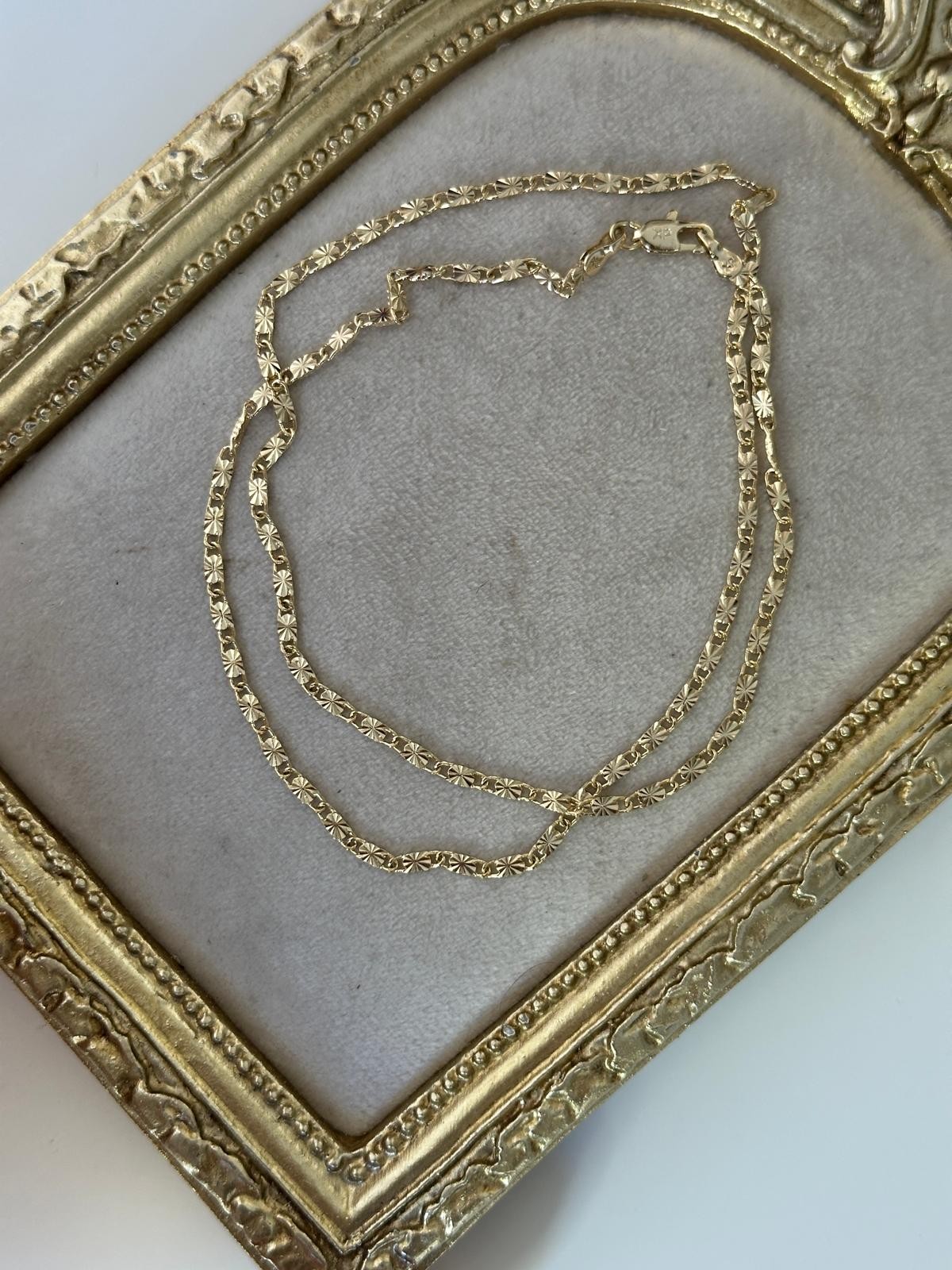 14K Gold Renkli Çiçek Motifli Yassı Kuyum Zincir