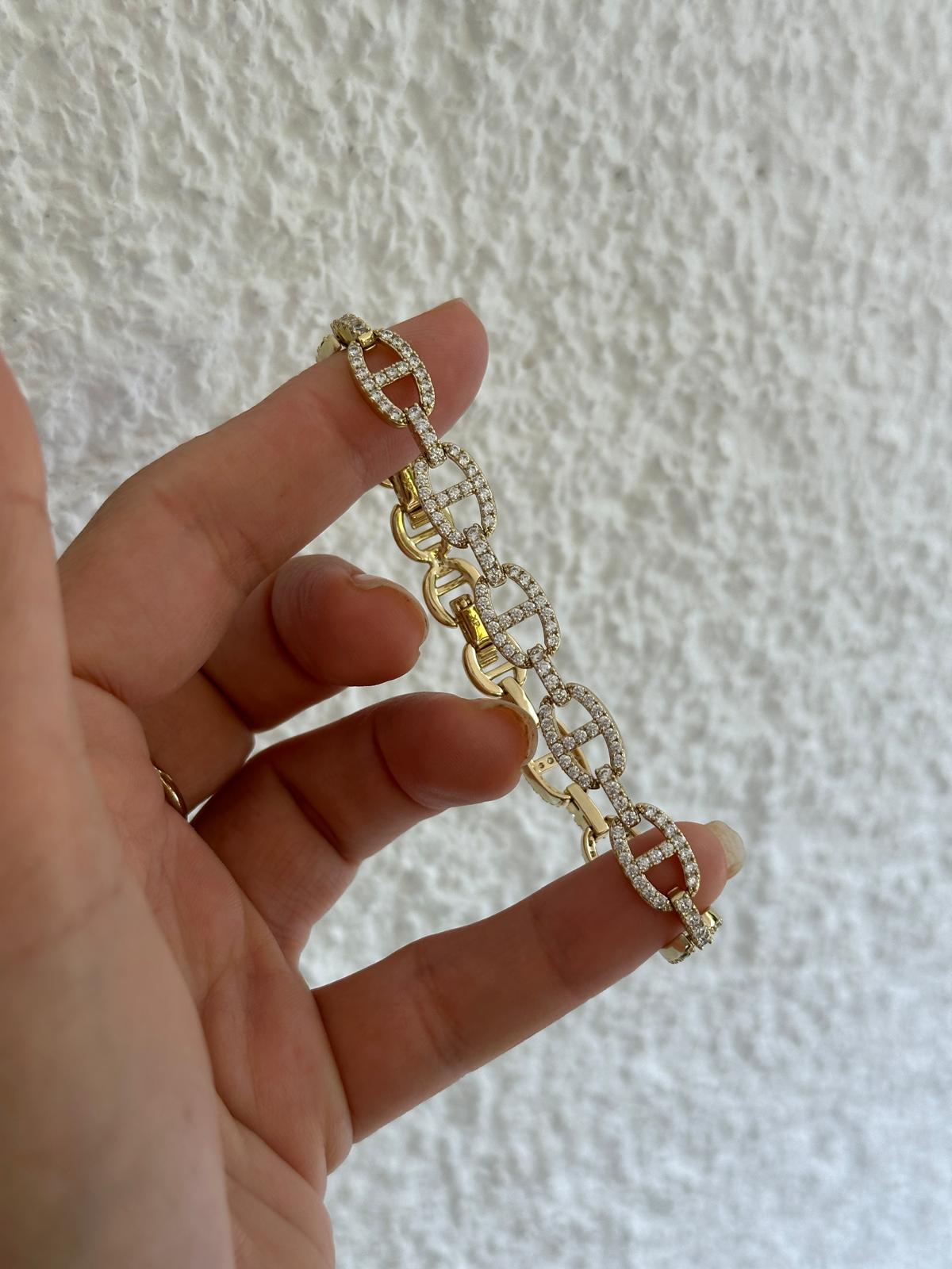 14K Gold Renkli Marka Gemci  Full Taşlı Bileklik