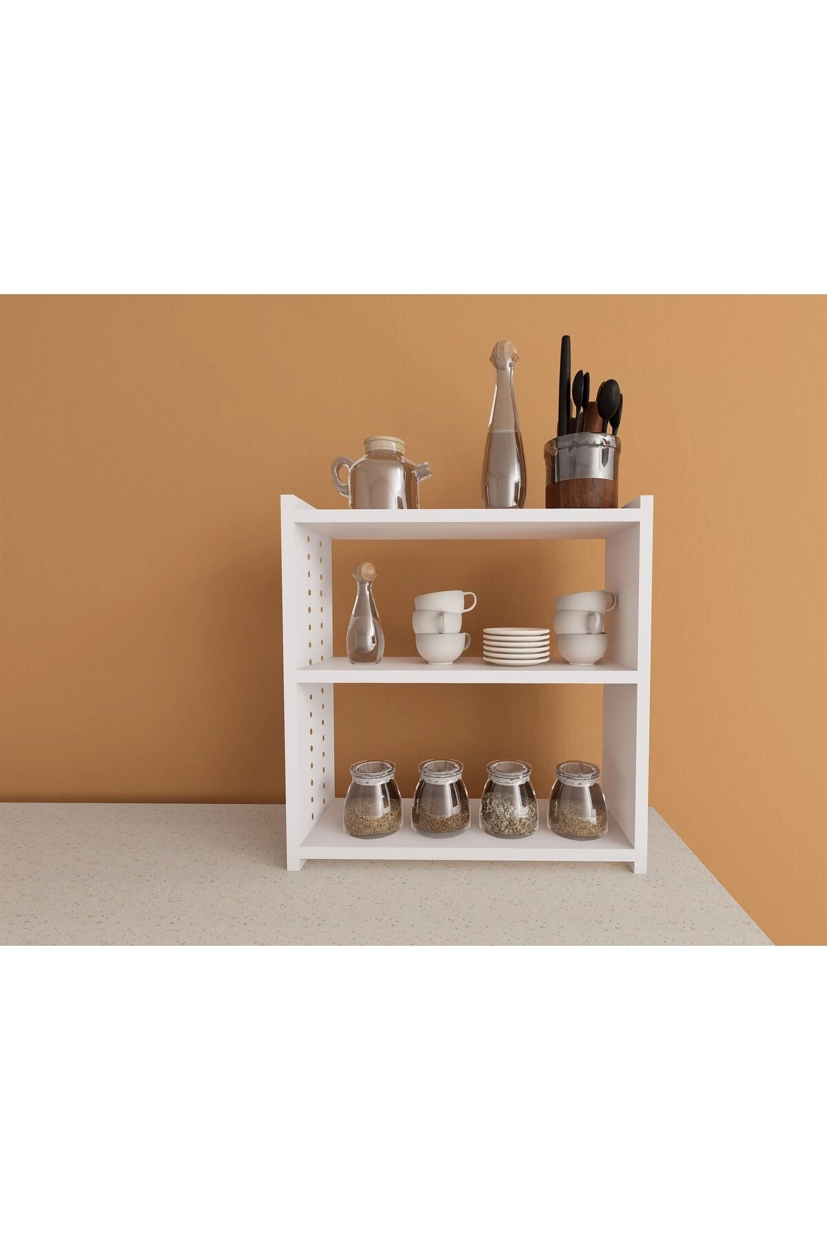 Tezgah Üstü Yükseklik Ayarlı Raf & Baharatlık & Çok Amaçlı  Raf , 3 Raflı