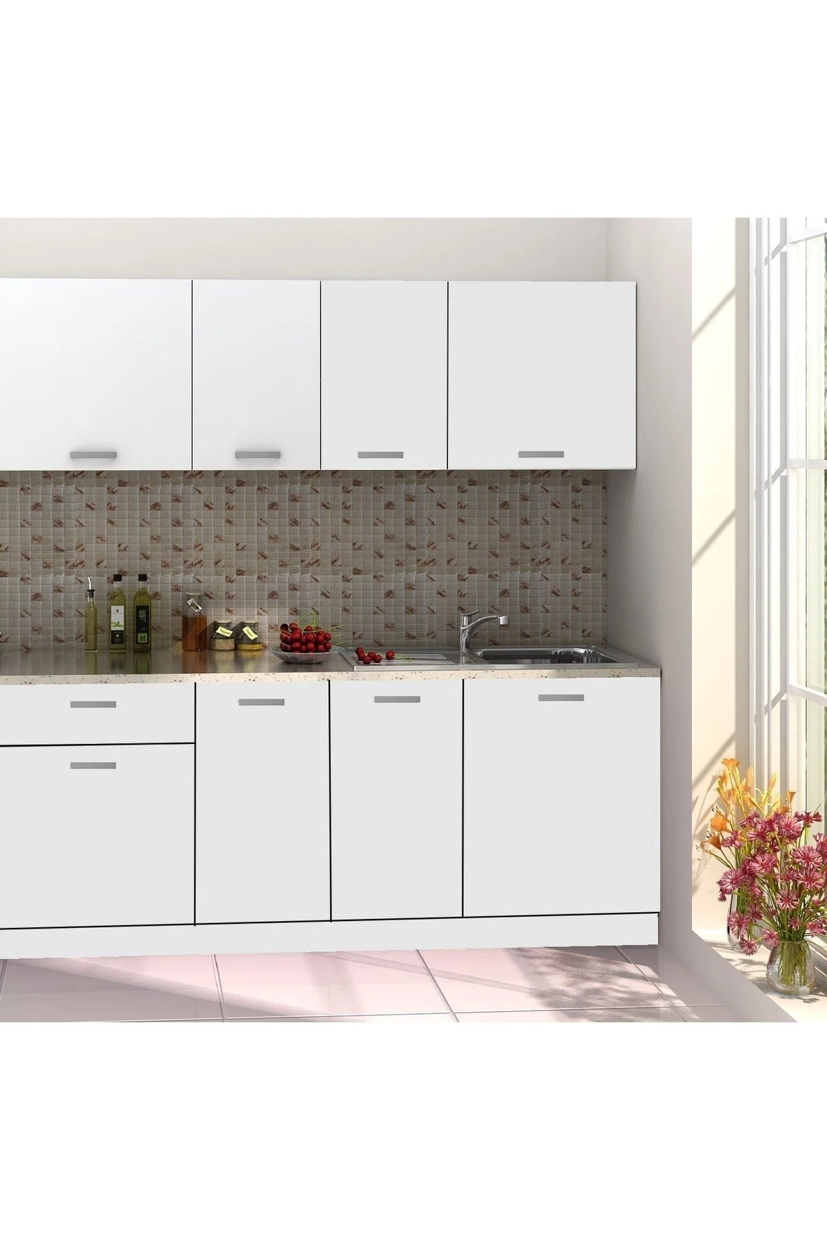 Mutfak Beyaz 200 Cm Tezgah Dahil Mod-2