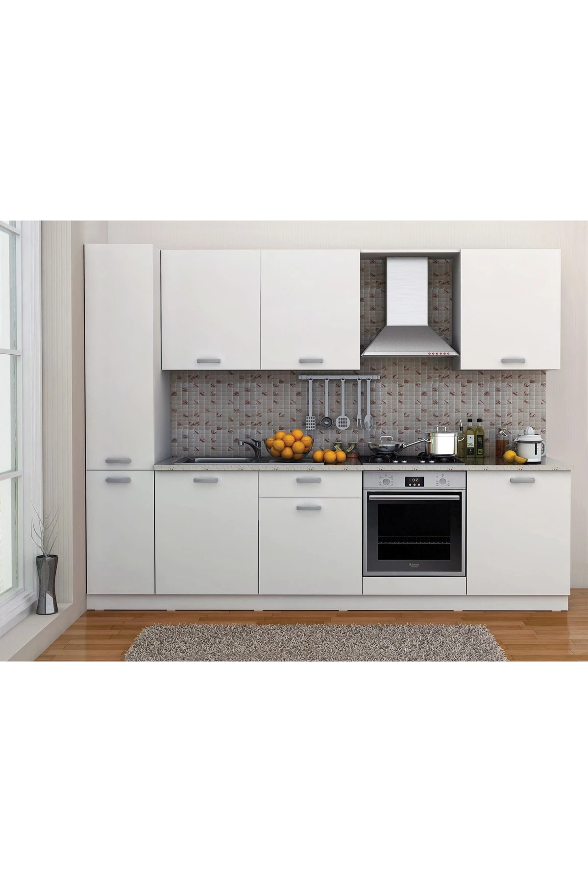 Vegas Ankastre Mutfak Beyaz 280 Cm Tezgah Dahil