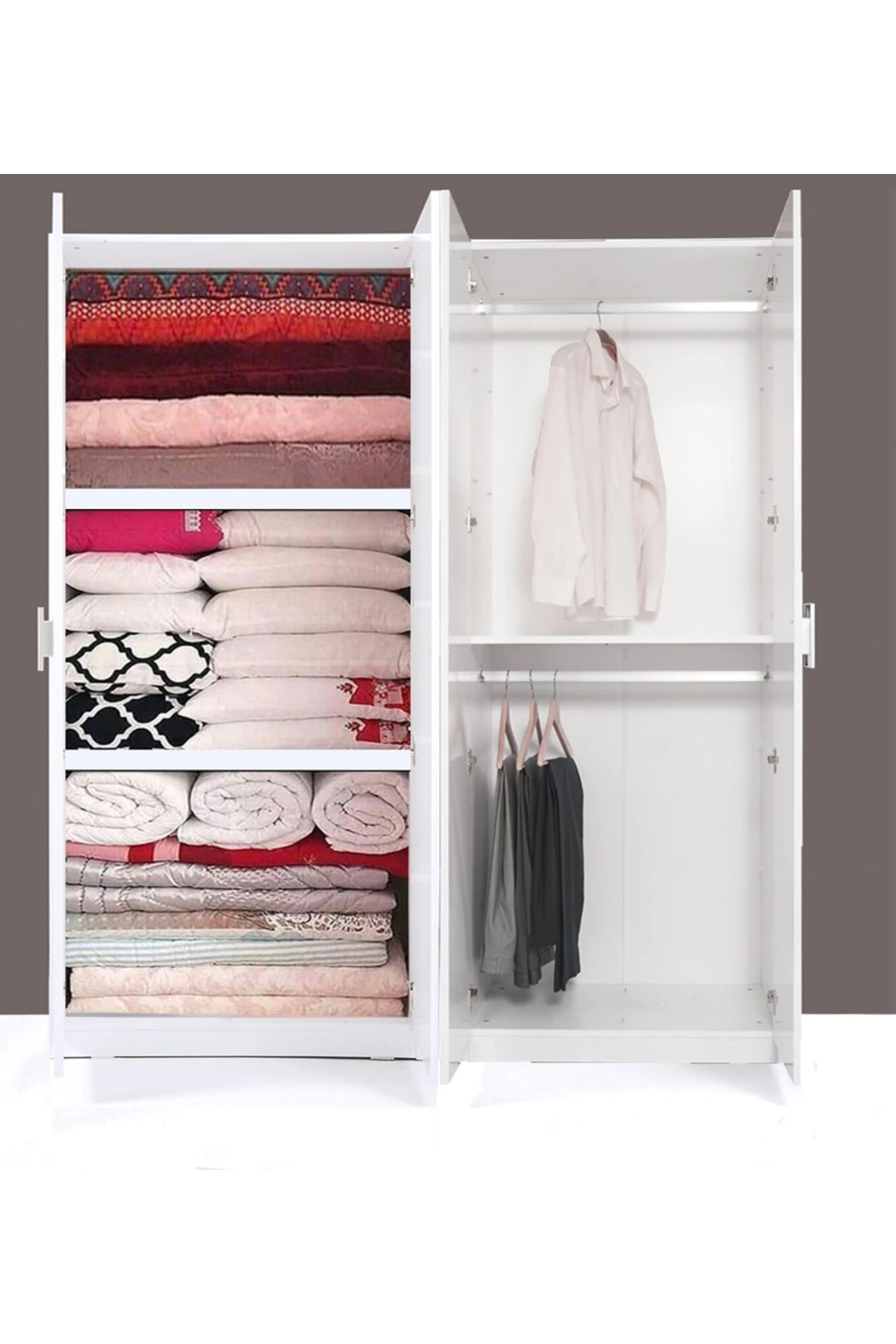 Plus 812170 Stella 4 Kapaklı Yorgan Yatak Raflı Parlak Beyaz Gardırop 170 cm