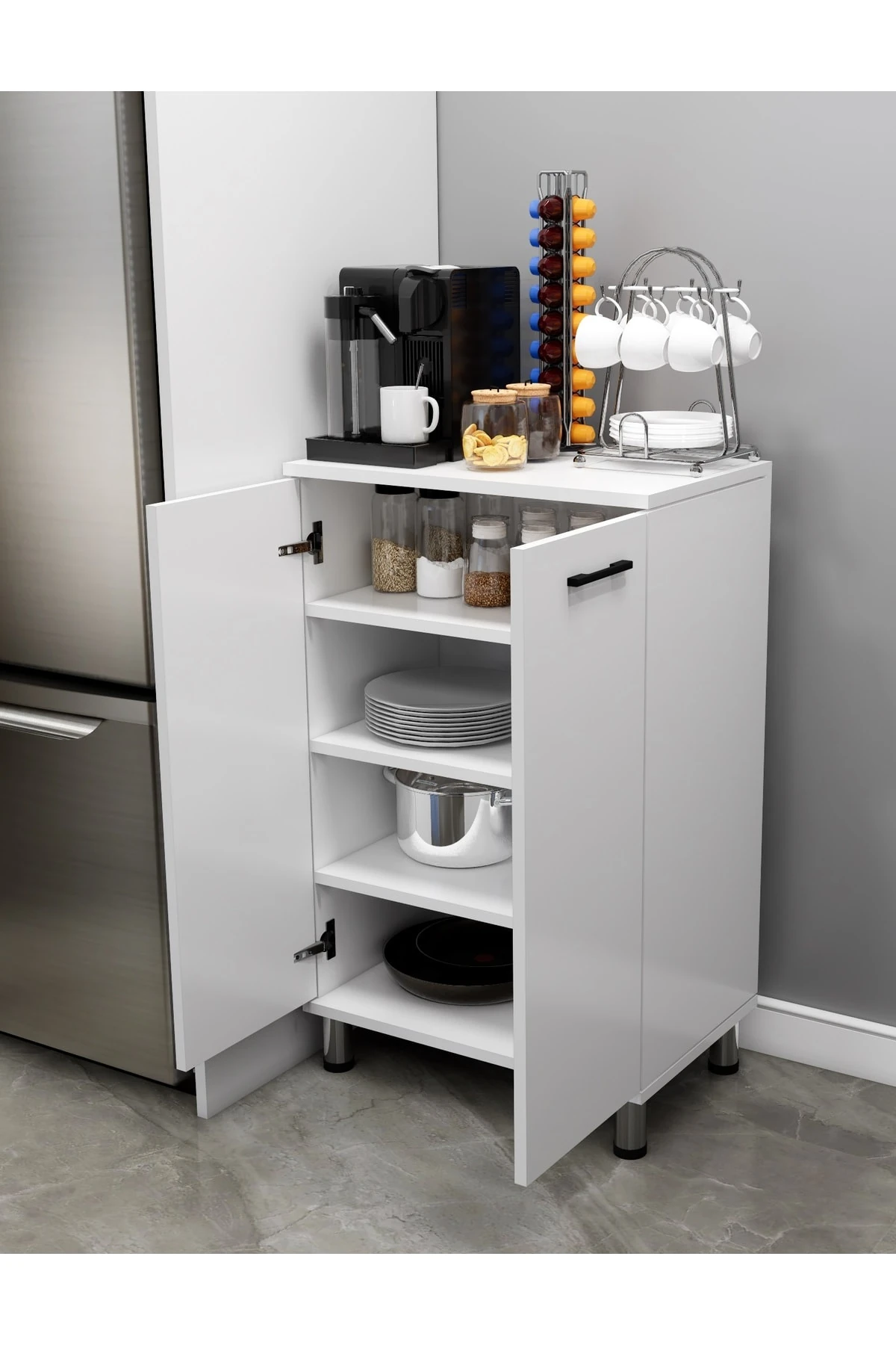 Modüler Çok Amaçlı Mutfak Dolabı 2 Kapaklı  , Kendi Dolabını Kendin Tasarla Kn 101