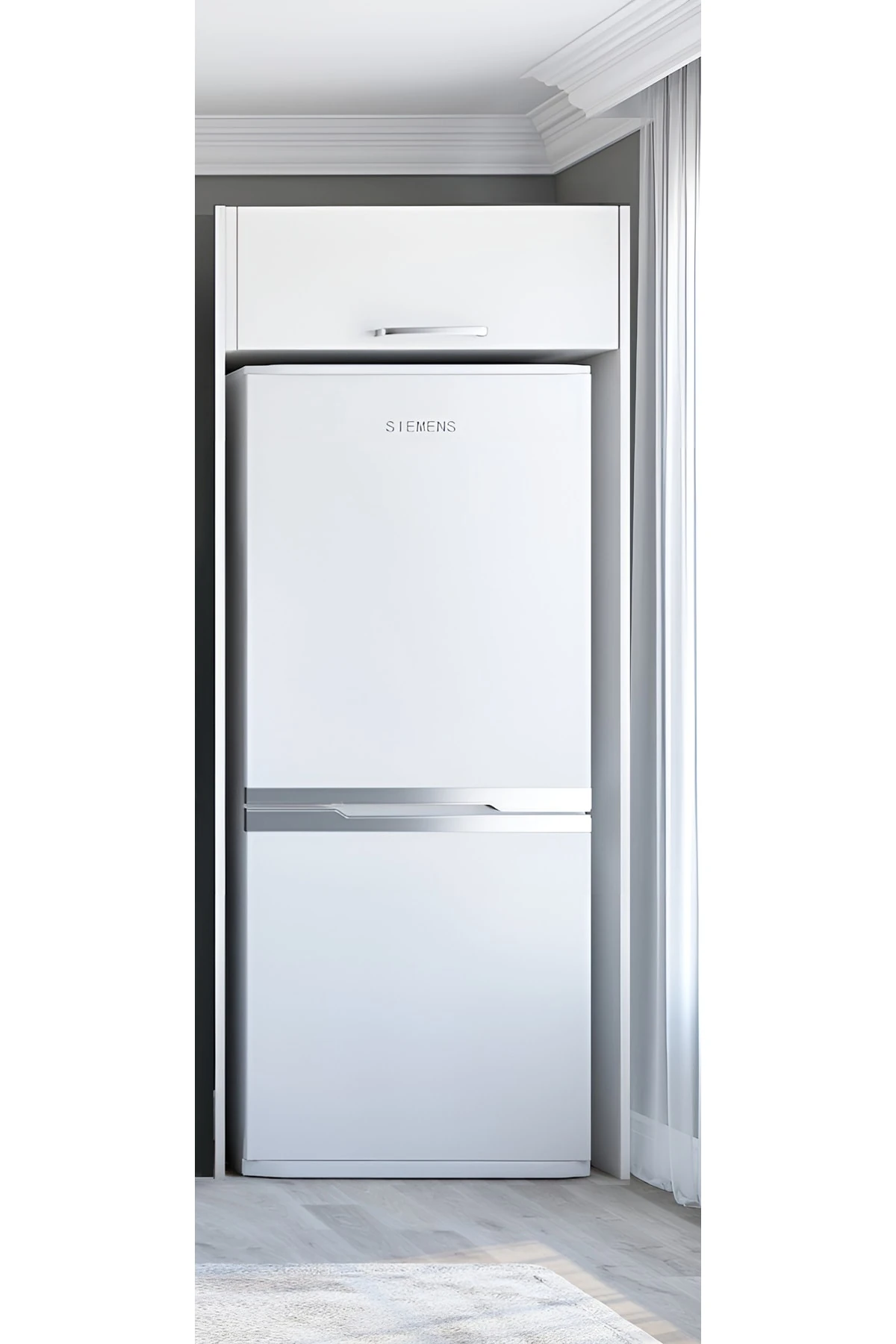 Buzdolabı 2 Yan Paneli Ve B.üzeri Dolabı Parlak Beyaz 90 Cm