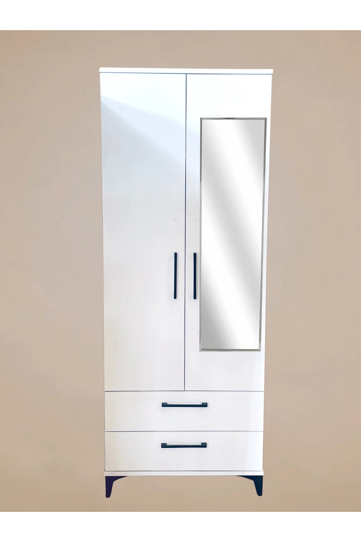 Eko İki Kapaklı İki Çekmeceli 70 x 184 Gardrob Aynalı