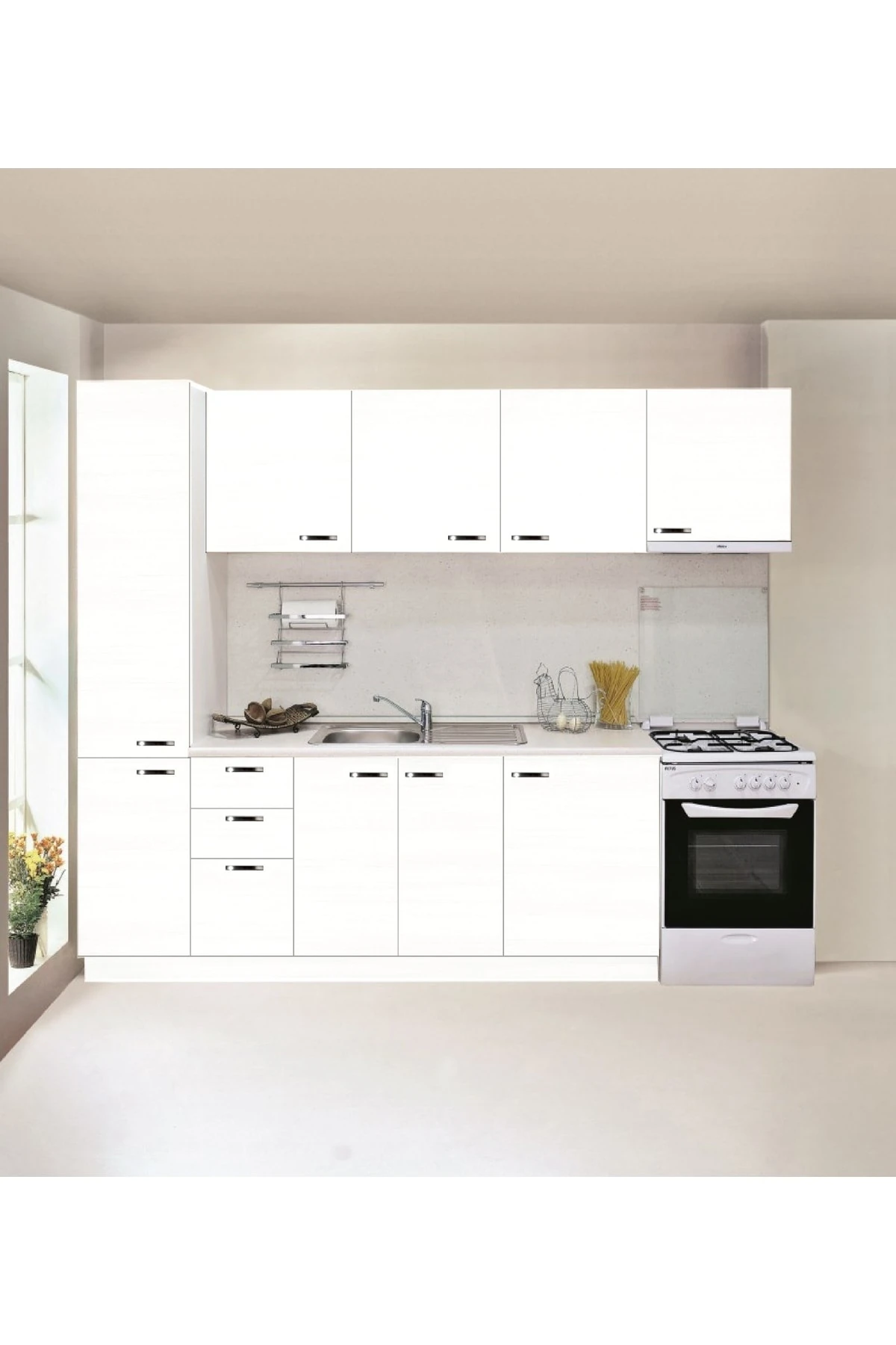 Rainbow Mutfak Beyaz 280 cm Kiler Dahil Tezgah Hariç