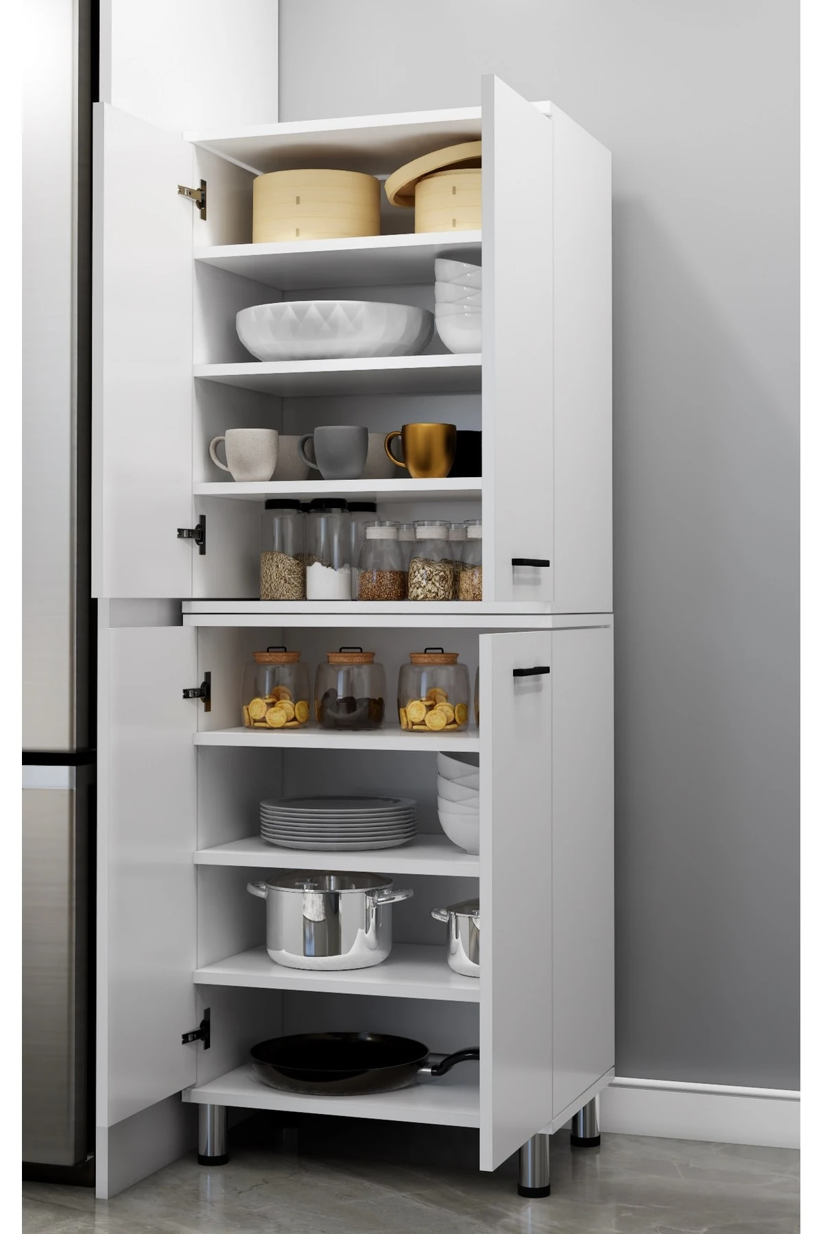 Modüler Çok Amaçlı Mutfak Dolabı 4 Kapaklı, 2 modüllü, Kendi Dolabını Kendin Tasarla Kn 118