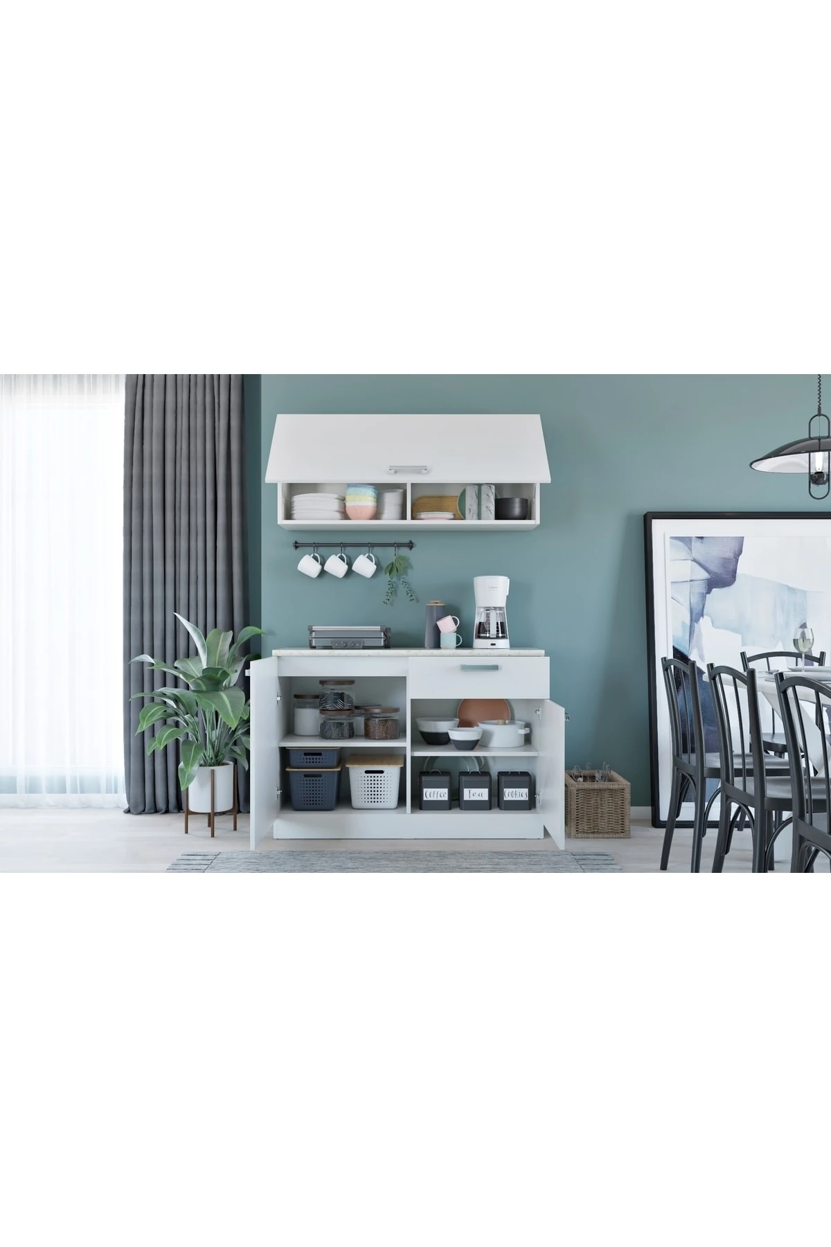 Uvo Dar Mutfak Dolabı 120 Cm Laminat Tezgah Dahil