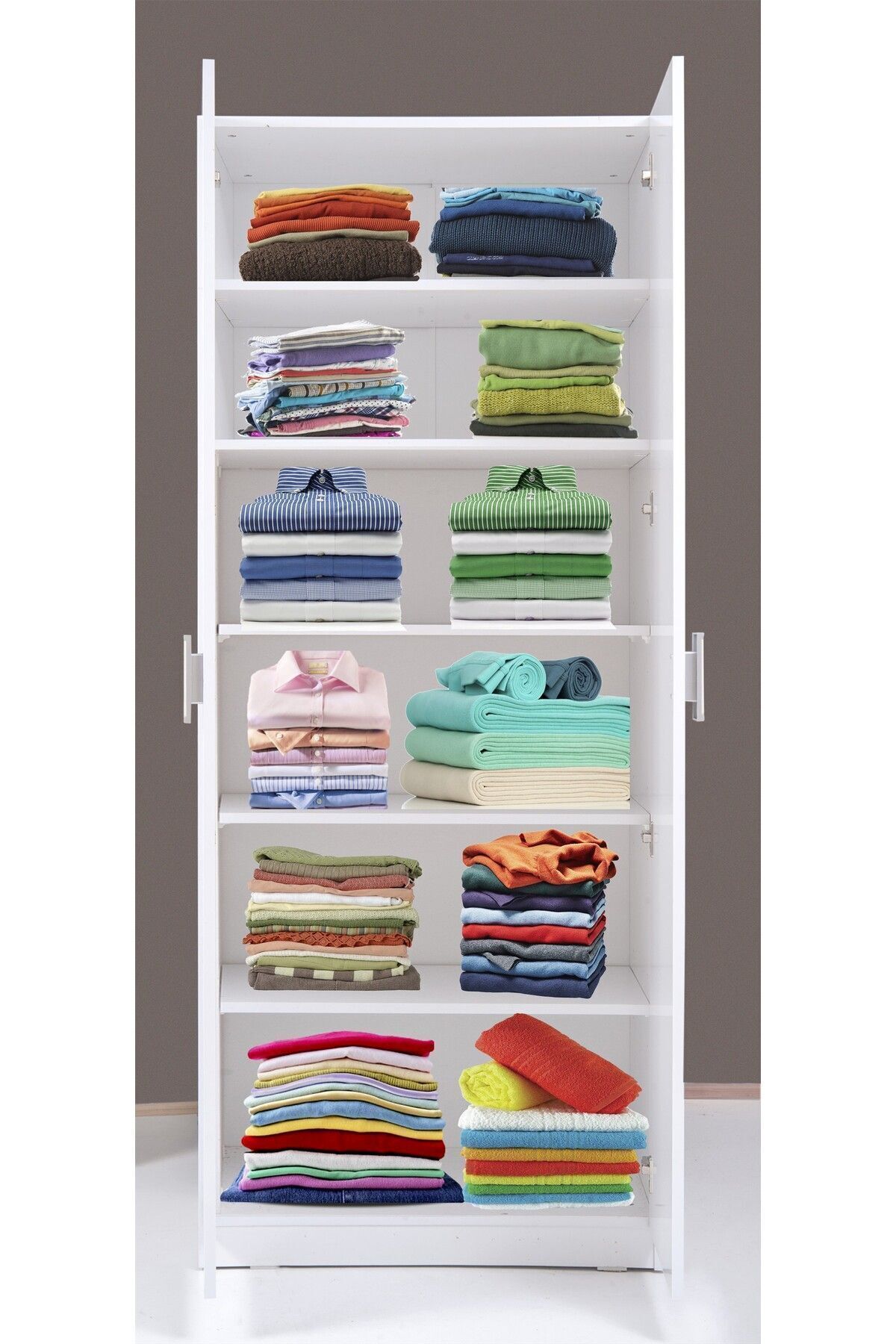 Plus 812426 Stella 2 Kapaklı Raflı Gardırop - Parlak Beyaz