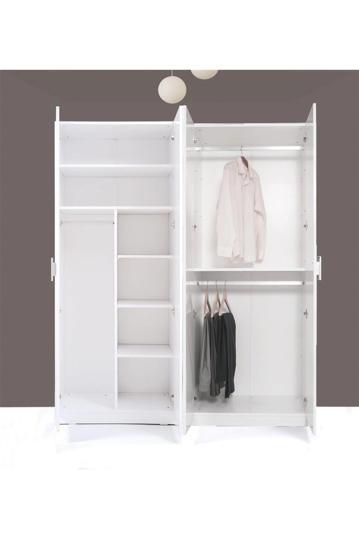 Plus 812493 Stella 4 Kapaklı Parlak Beyaz Gardırop