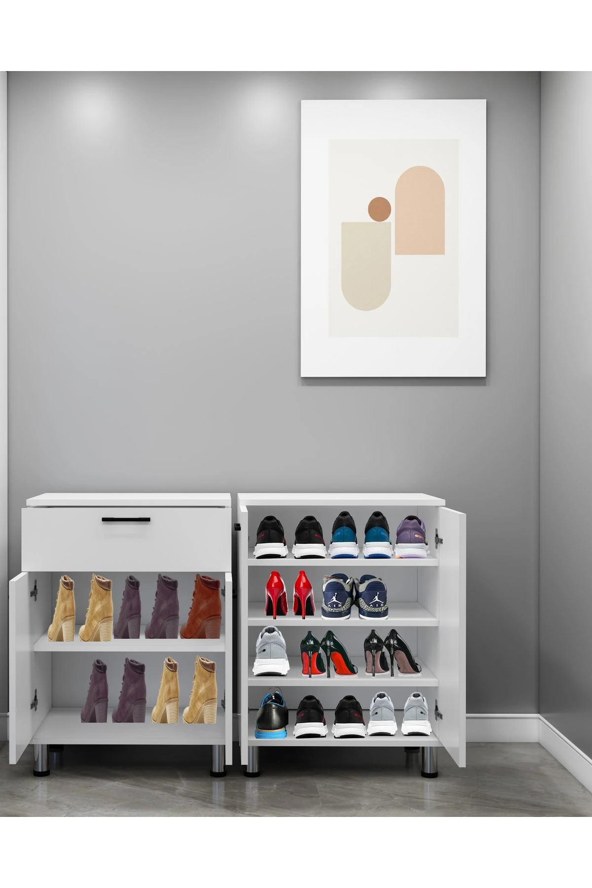 Modüler Ayakkabılık , Kendı Dolabını Kendin Tasarla 60 x 82 İki Adet ,Tek çekmeceli