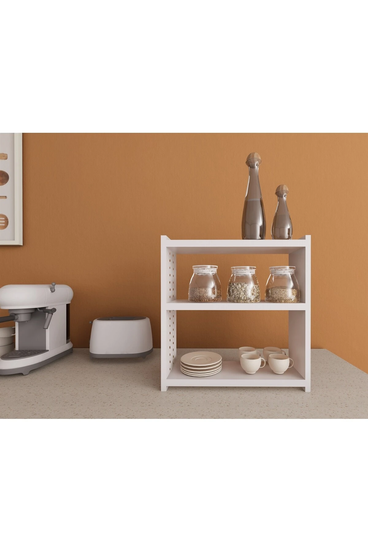 Tezgah Üstü Yükseklik Ayarlı Raf & Baharatlık & Çok Amaçlı  Raf , 3 Raflı