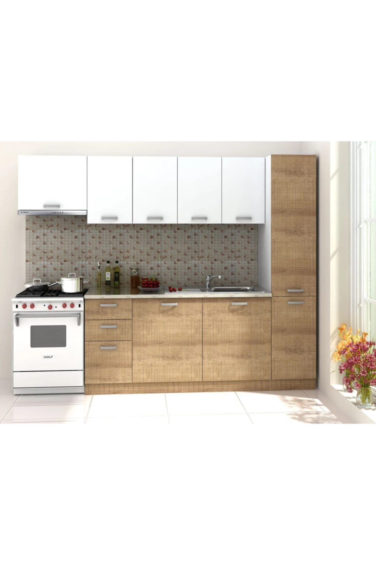 Sümela Mutfak Dolabı 260 Cm Kiler Ve Tezgah Dahil