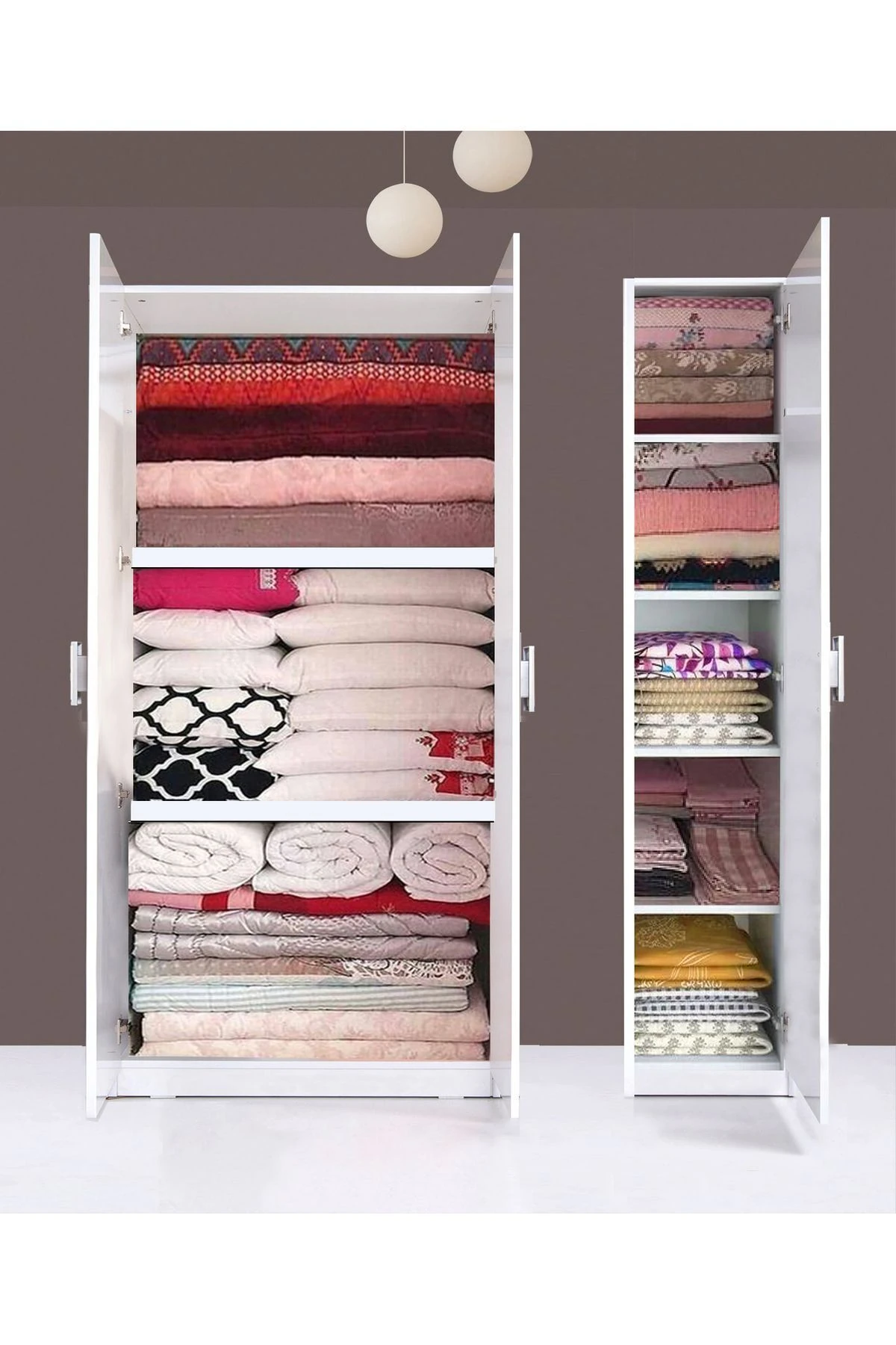 Plus 812489 Stella 2+1 Kapaklı 2 modüllü Yüklük Yorgan Yatak Dolabı Gardırop - Parlak