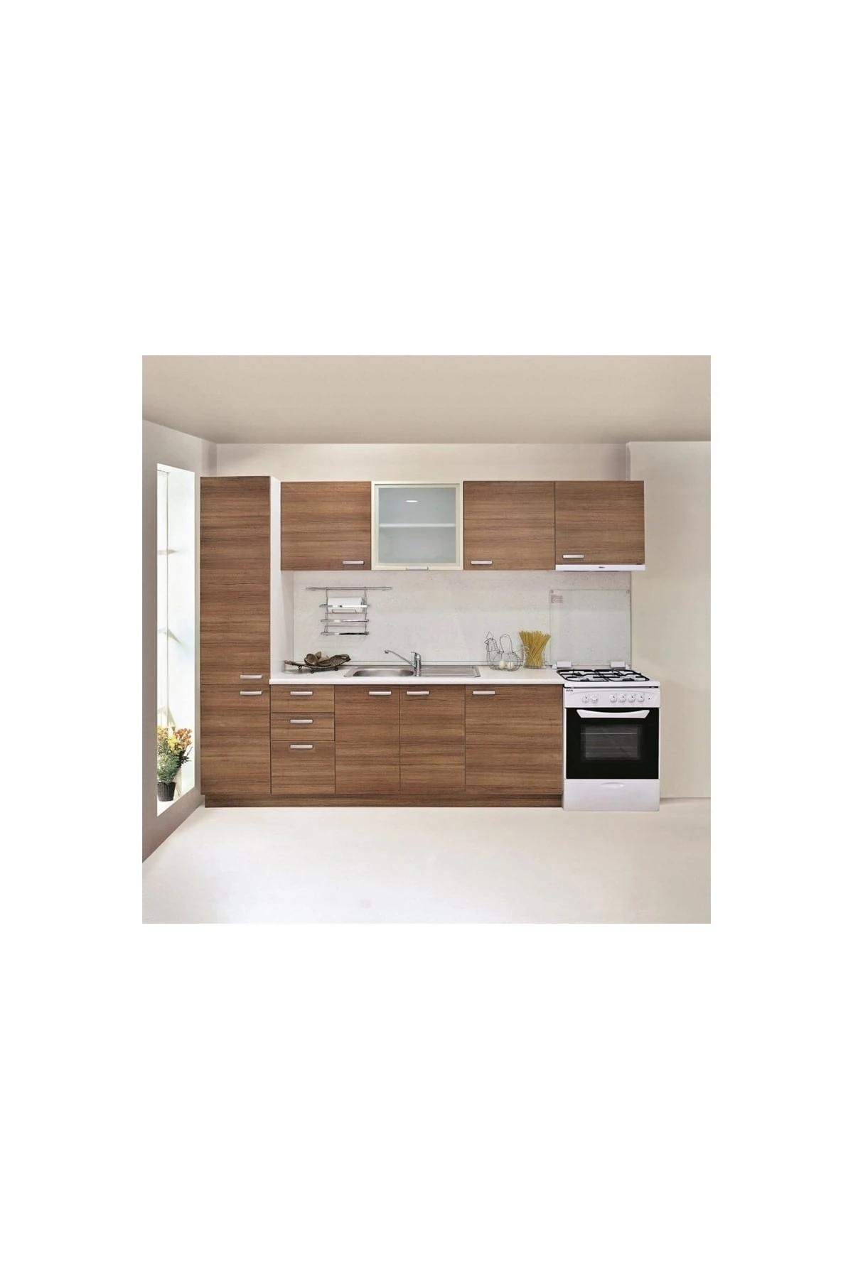 Rainbow Mutfak Teak Kilerli 280 Cm Tezgah Dahil