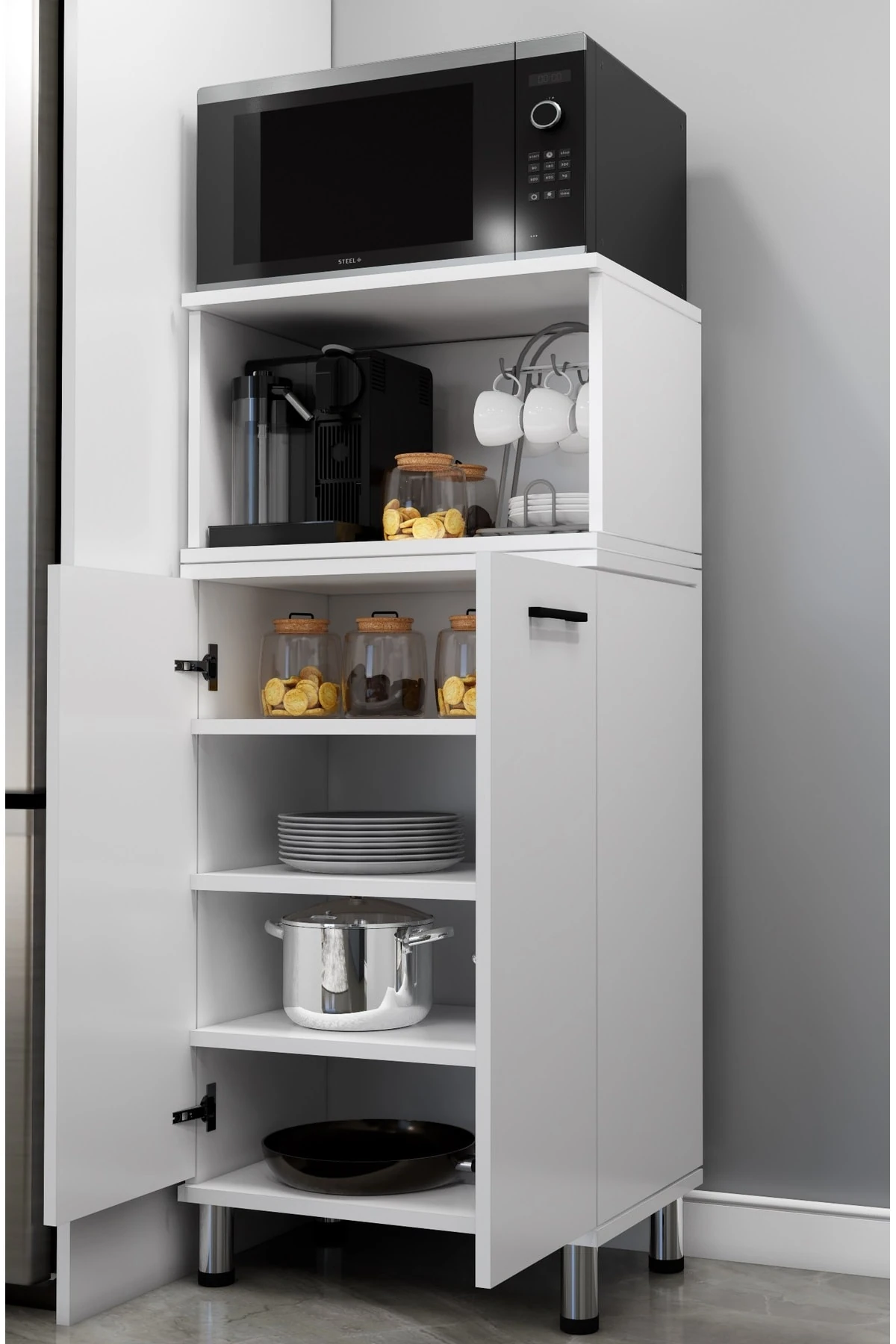 Modüler Çok Amaçlı Mutfak Dolabı 2 Kapaklı ,açık Gözlü Kendi Dolabını Kendin Tasarla Kn 112