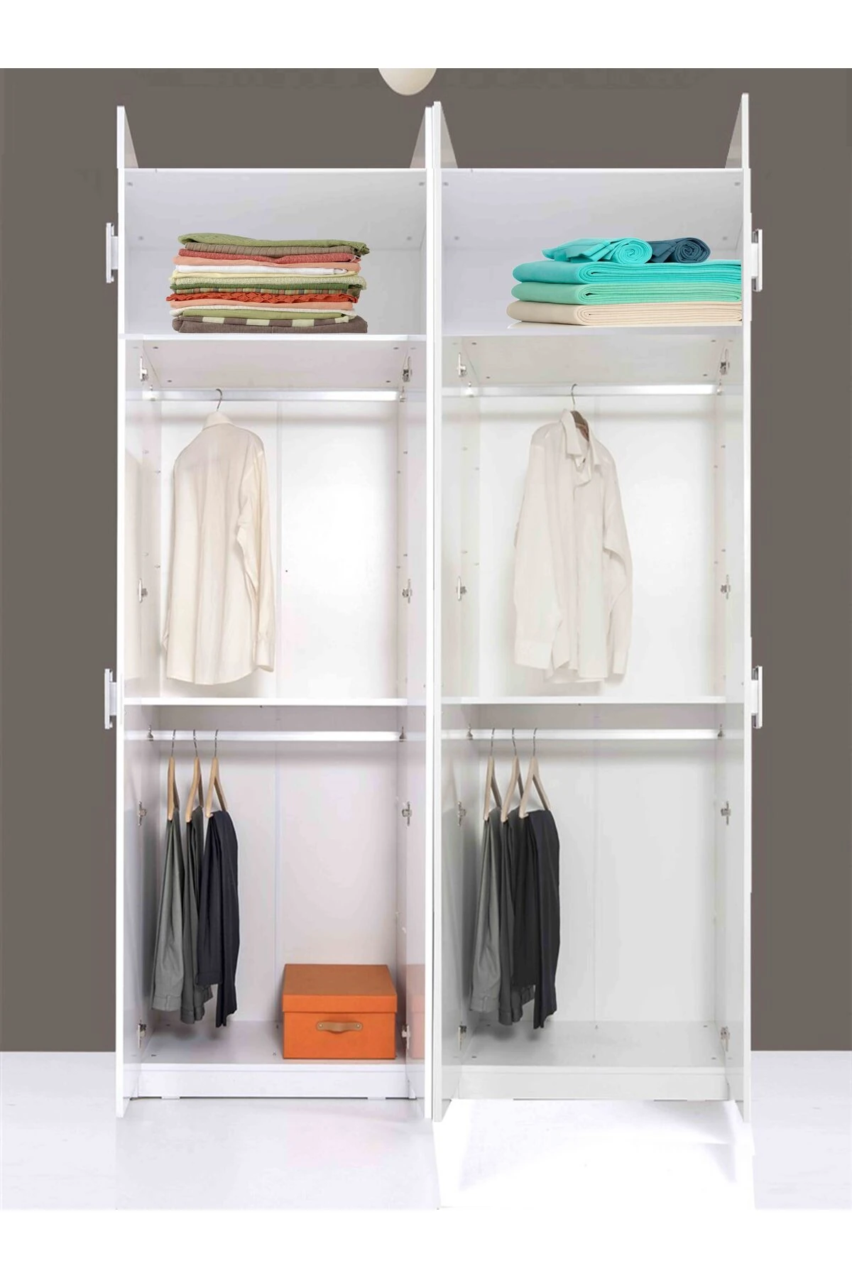 Plus 812488 Stella 4 Kapaklı Yüklüklü Gardırop - Parlak Kapaklı