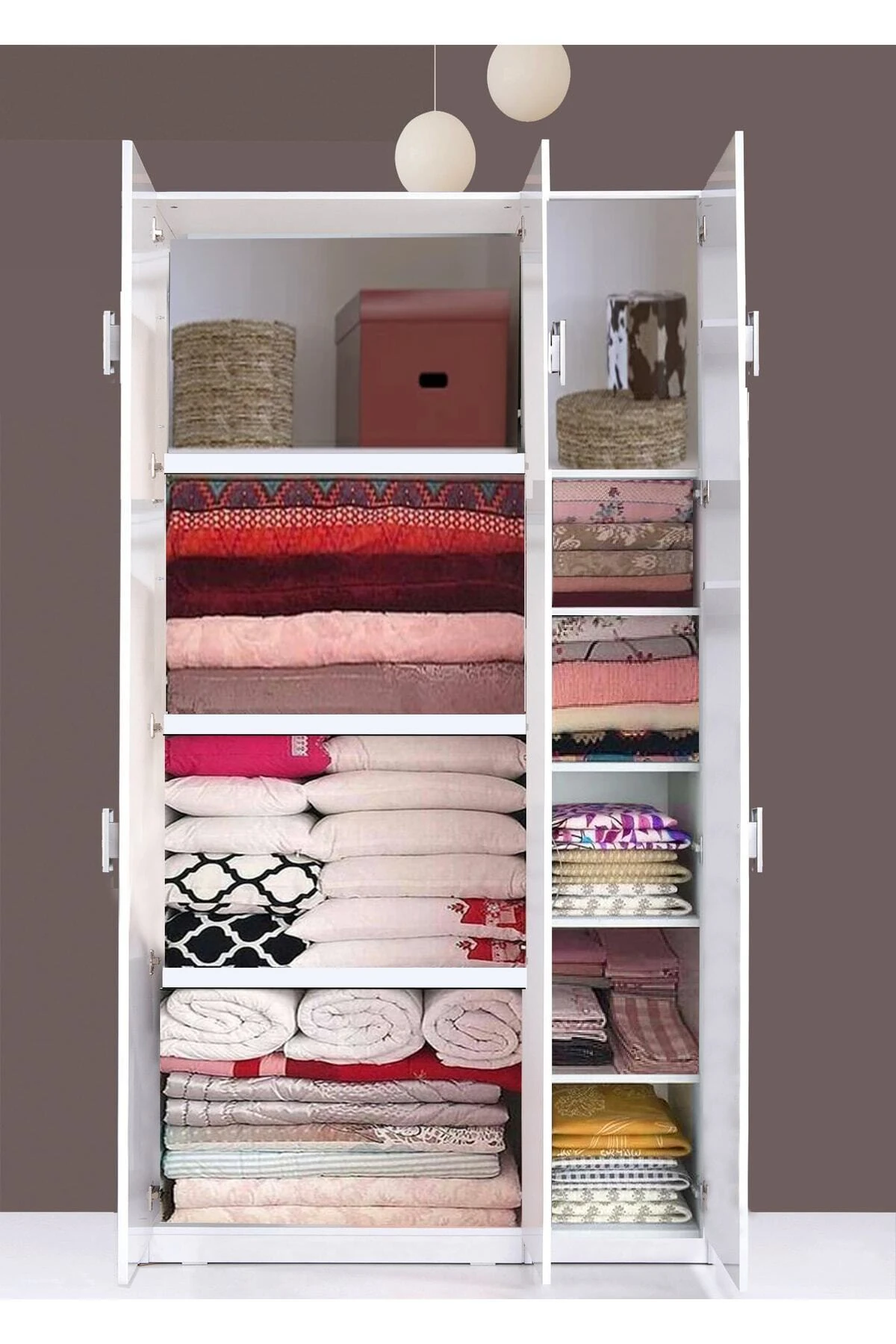 Plus 812480 Stella 6 Kapaklı Yüklük Yorgan Yatak Dolabı Gardırop - Parlak Beyaz