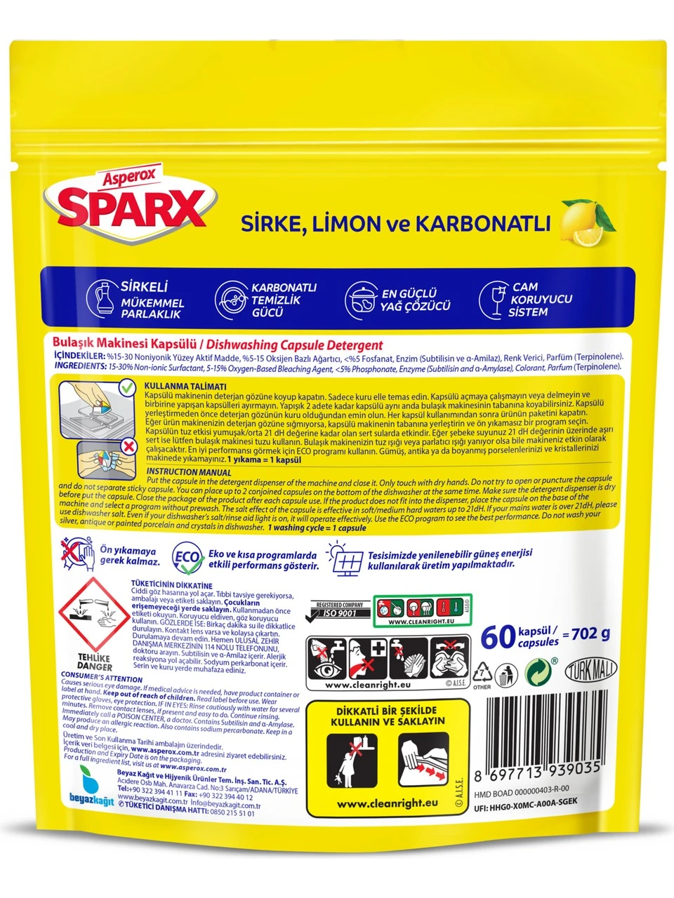 Asperox Sparx Diamond Bulaşık Makinesi Kapsülü 60'lı