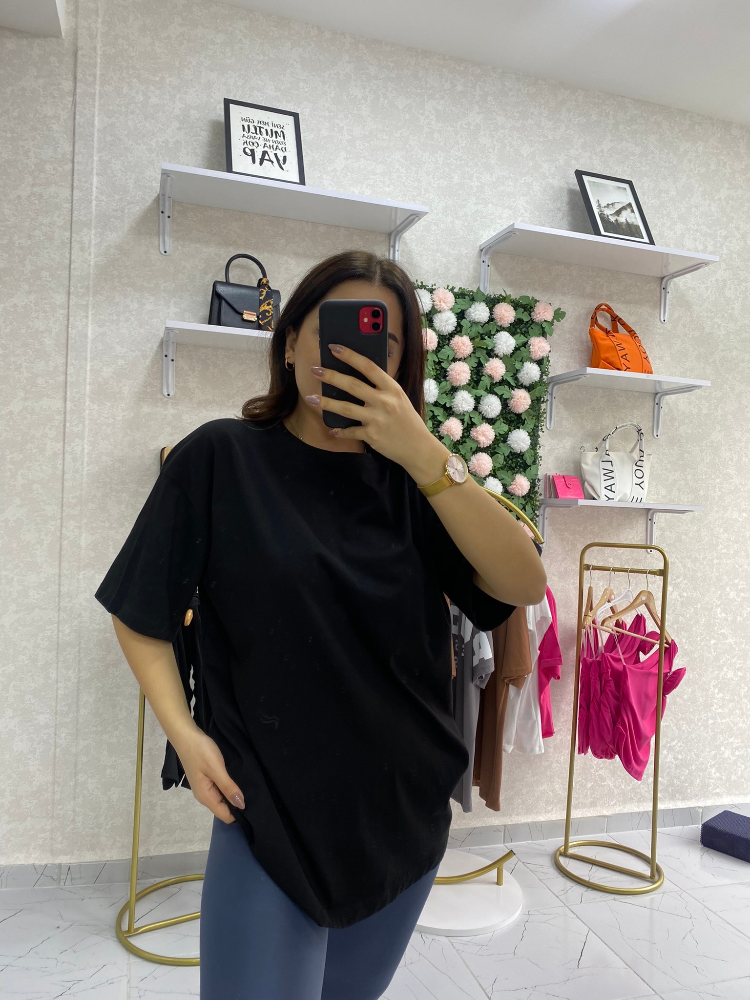 Siyah basic oversize t-shirt 