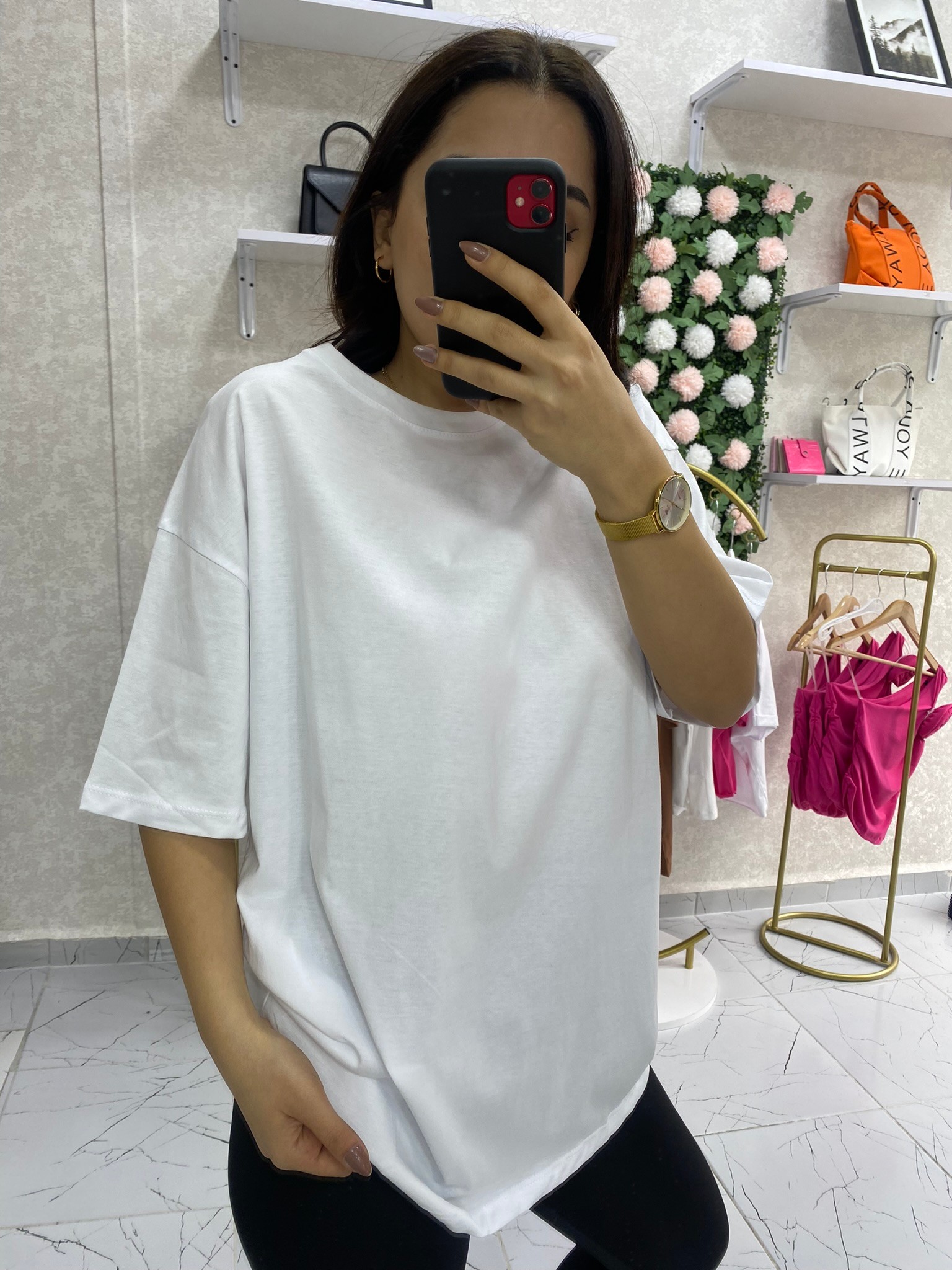 Beyaz oversize basic t-shirt