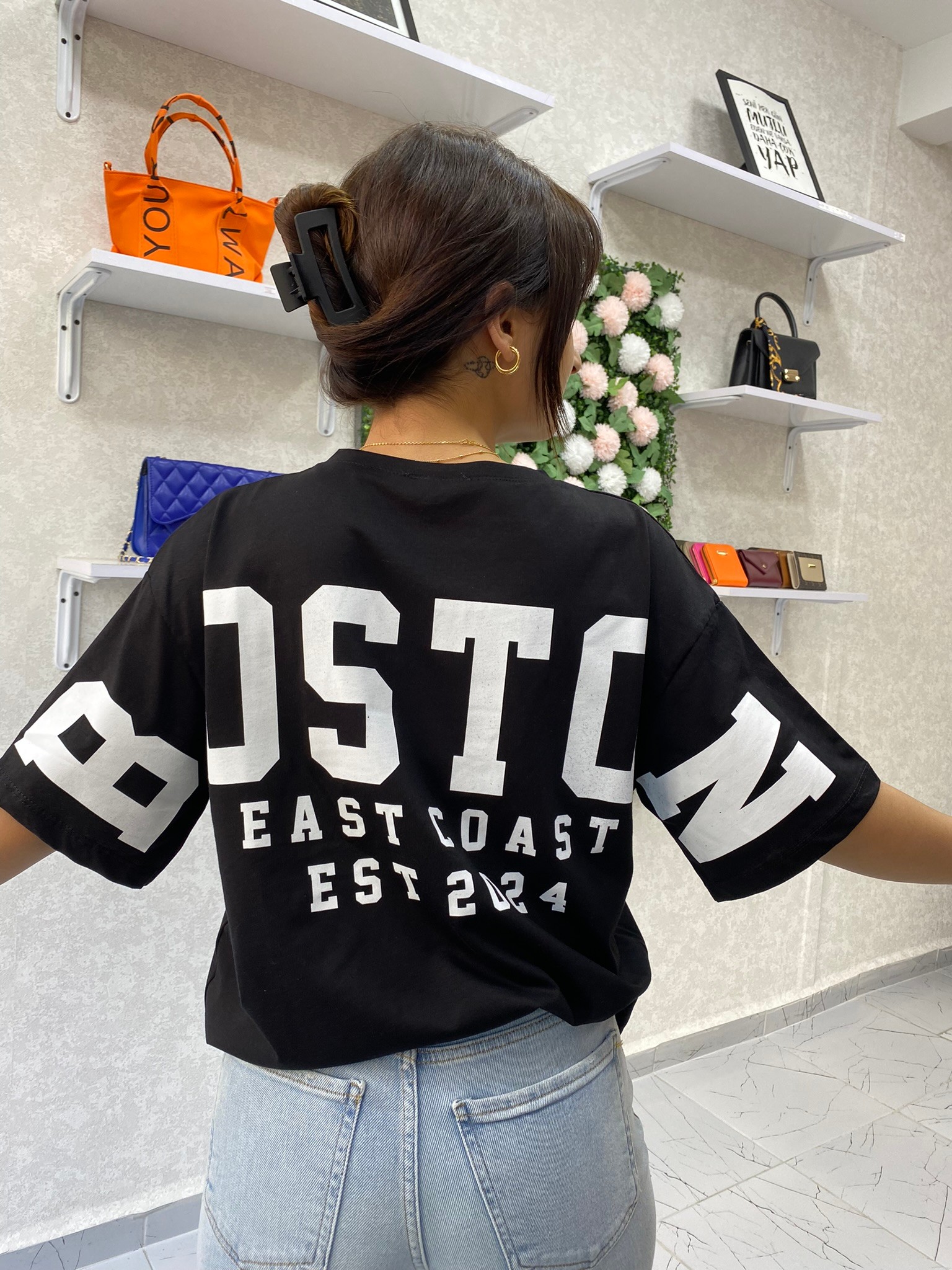 BOSTON sırt baskılı oversize t-shirt 