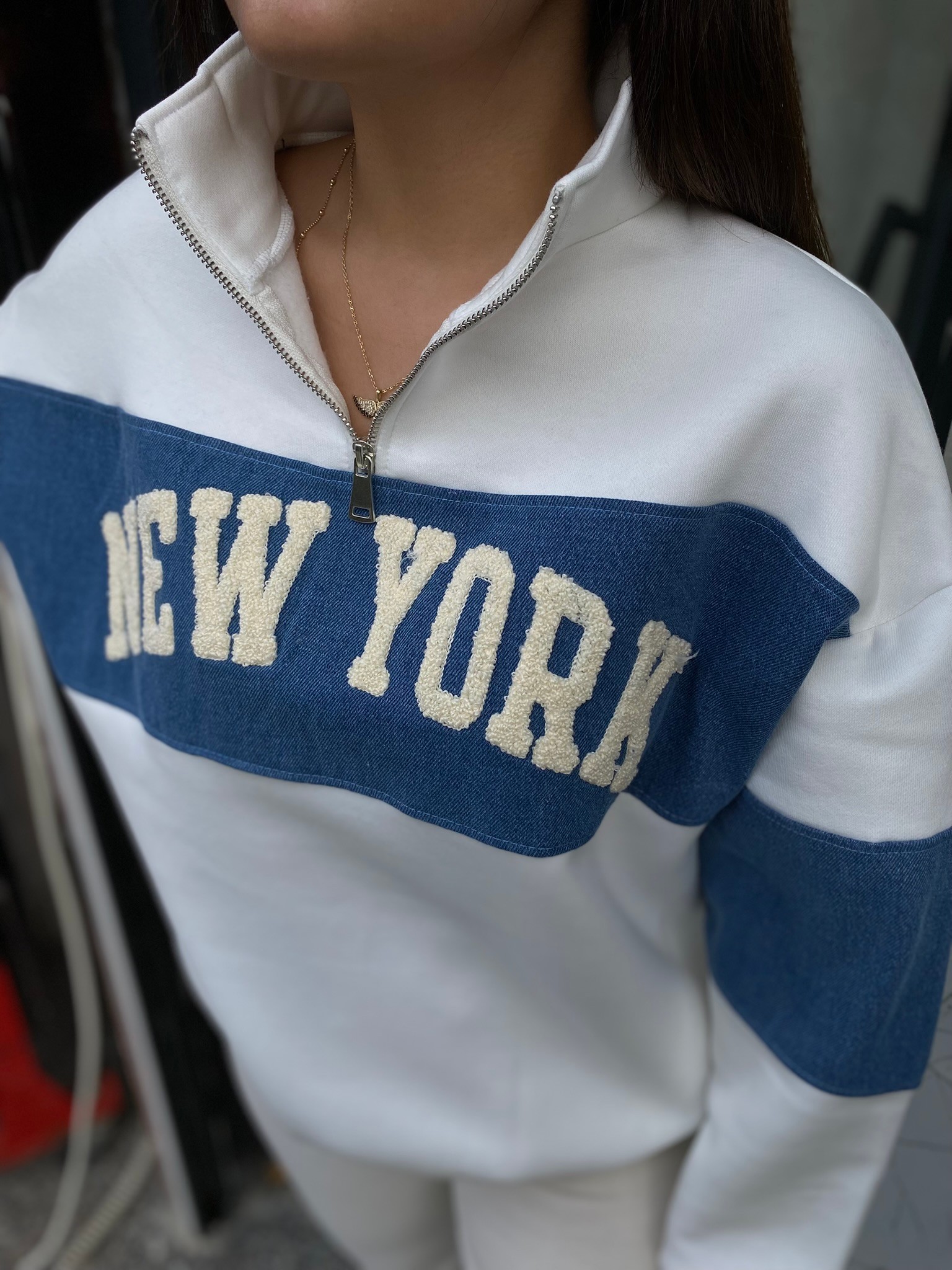 Newyork Fermuarlı Sweatshirt