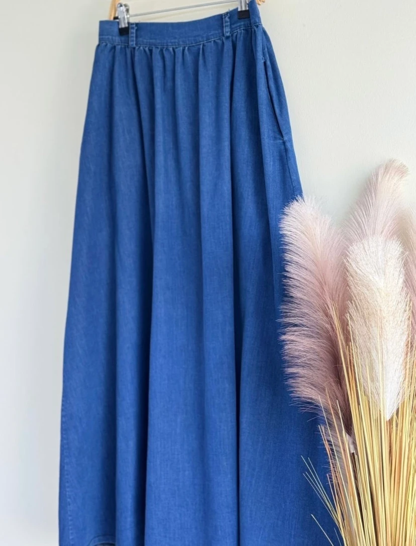 Büzgülü Kloş Kot Etek