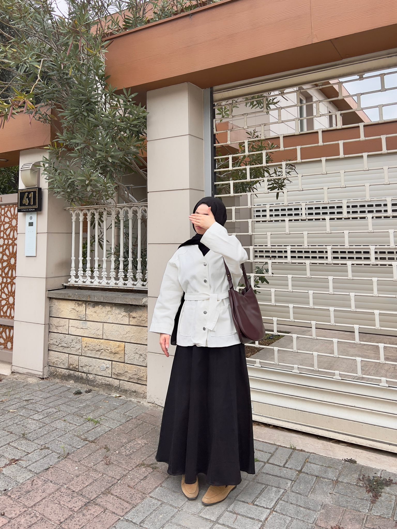 V Yaka  Kot Ceket - Beyaz
