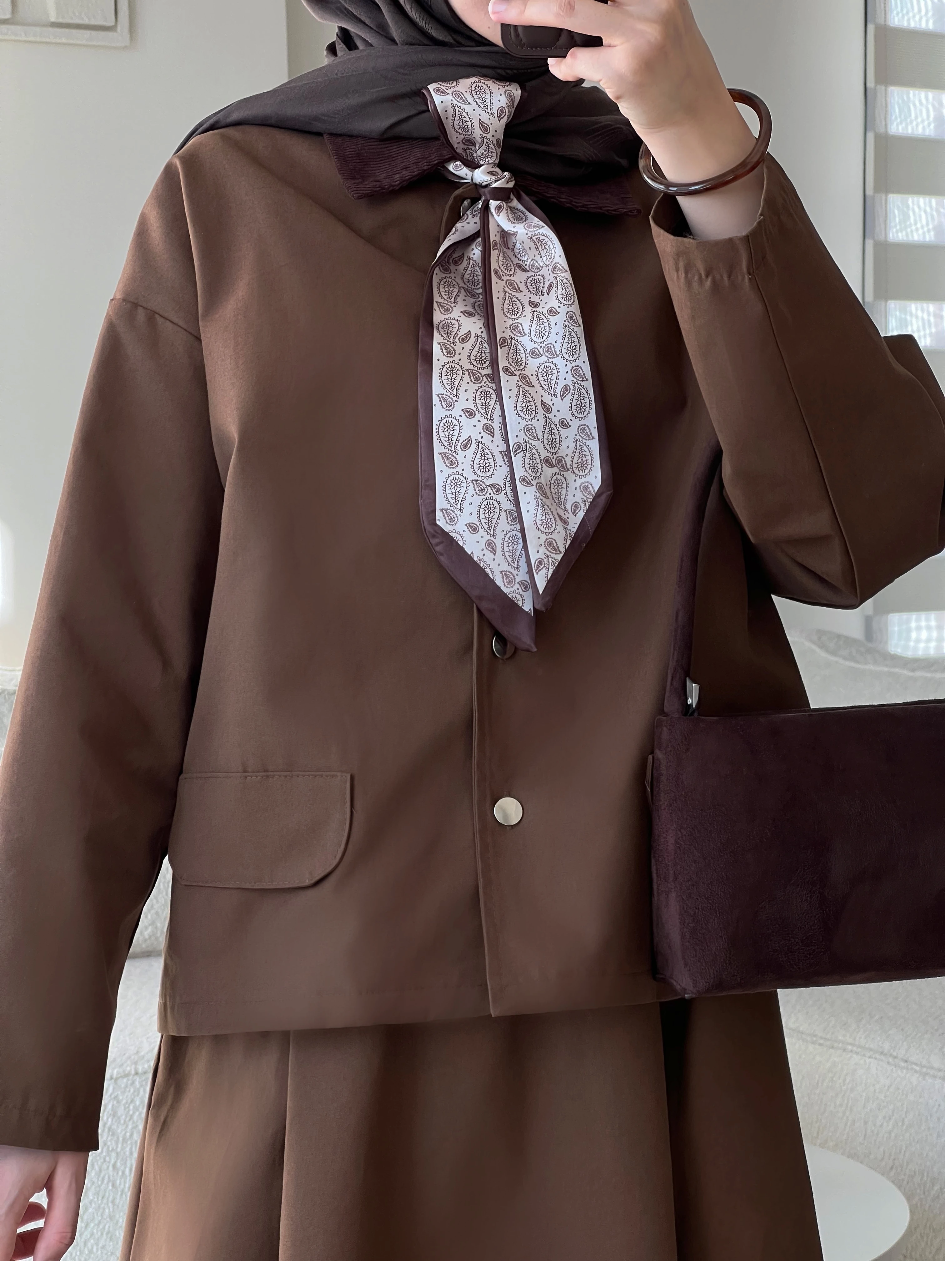 Kadife Yaka Gabardin Ceket Takım