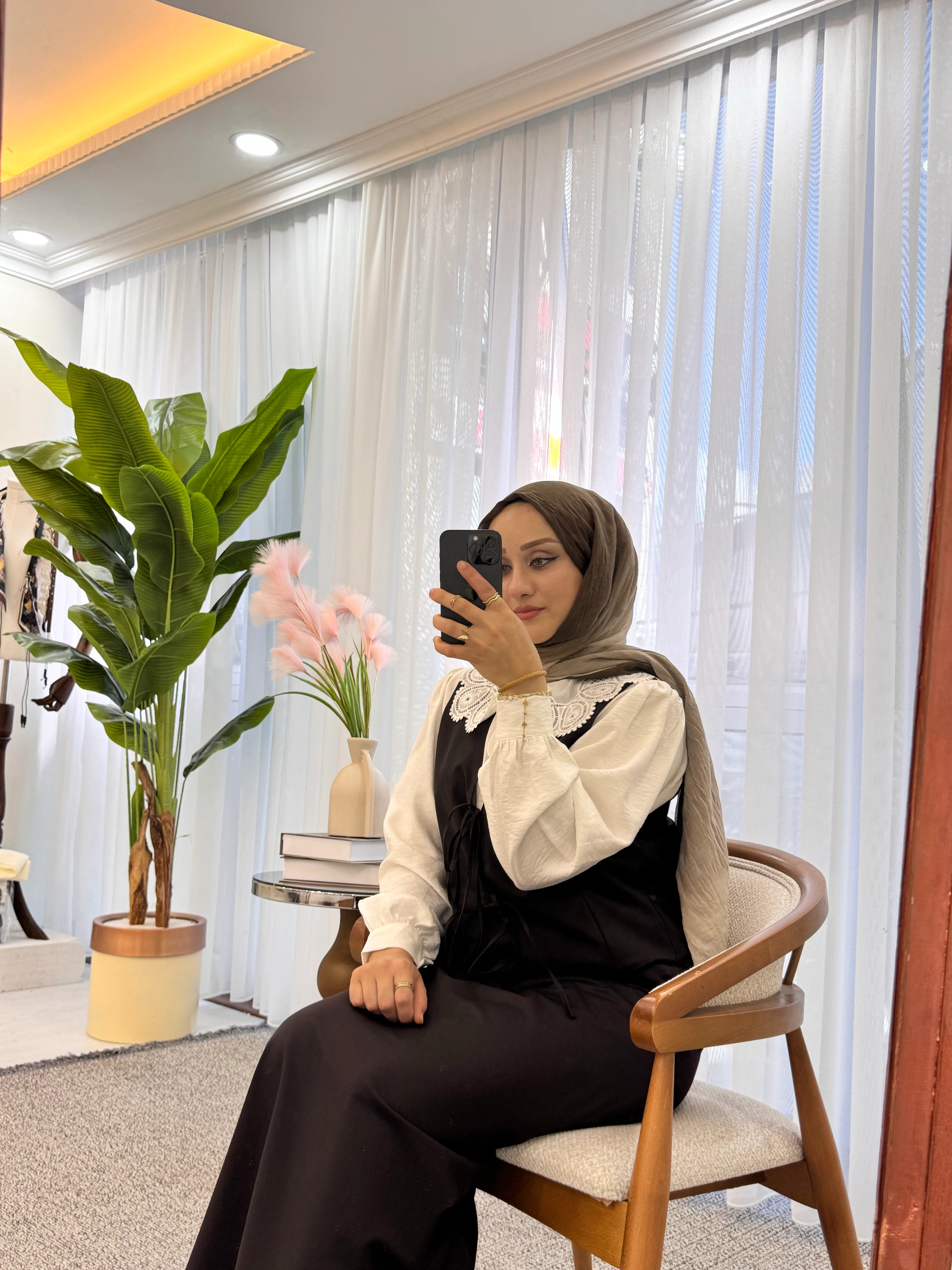 Bağlama Detaylı Yelek Etek Takım - Acı Kahve