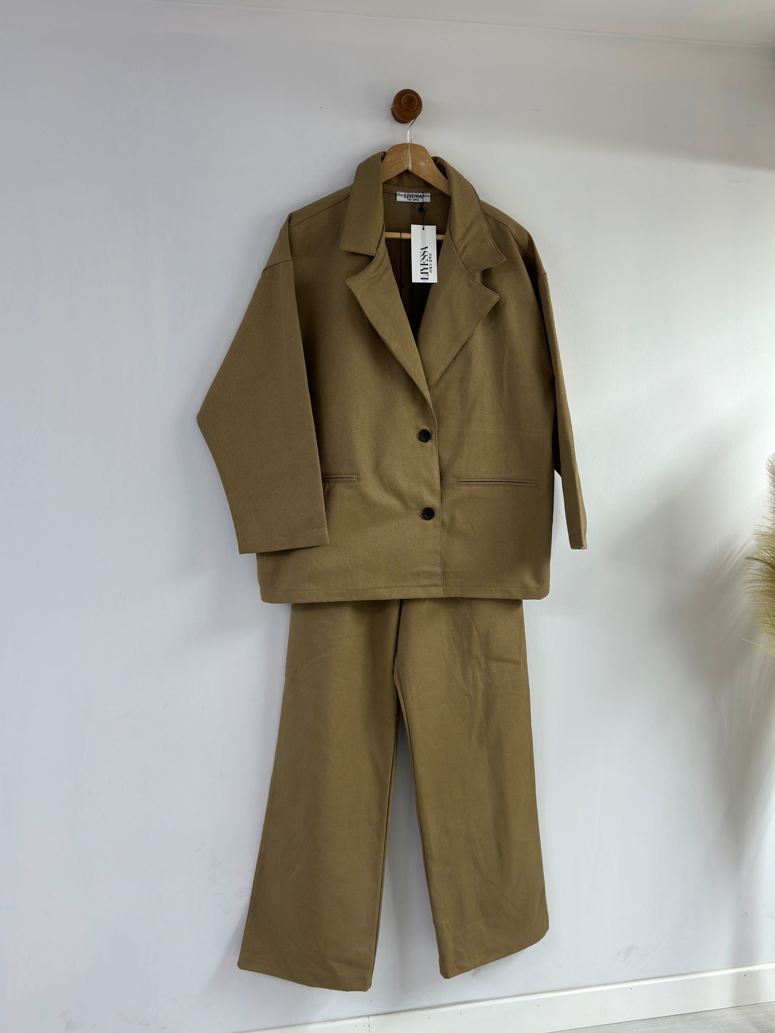 Gabardin Ceket Pantolon Takım - Camel