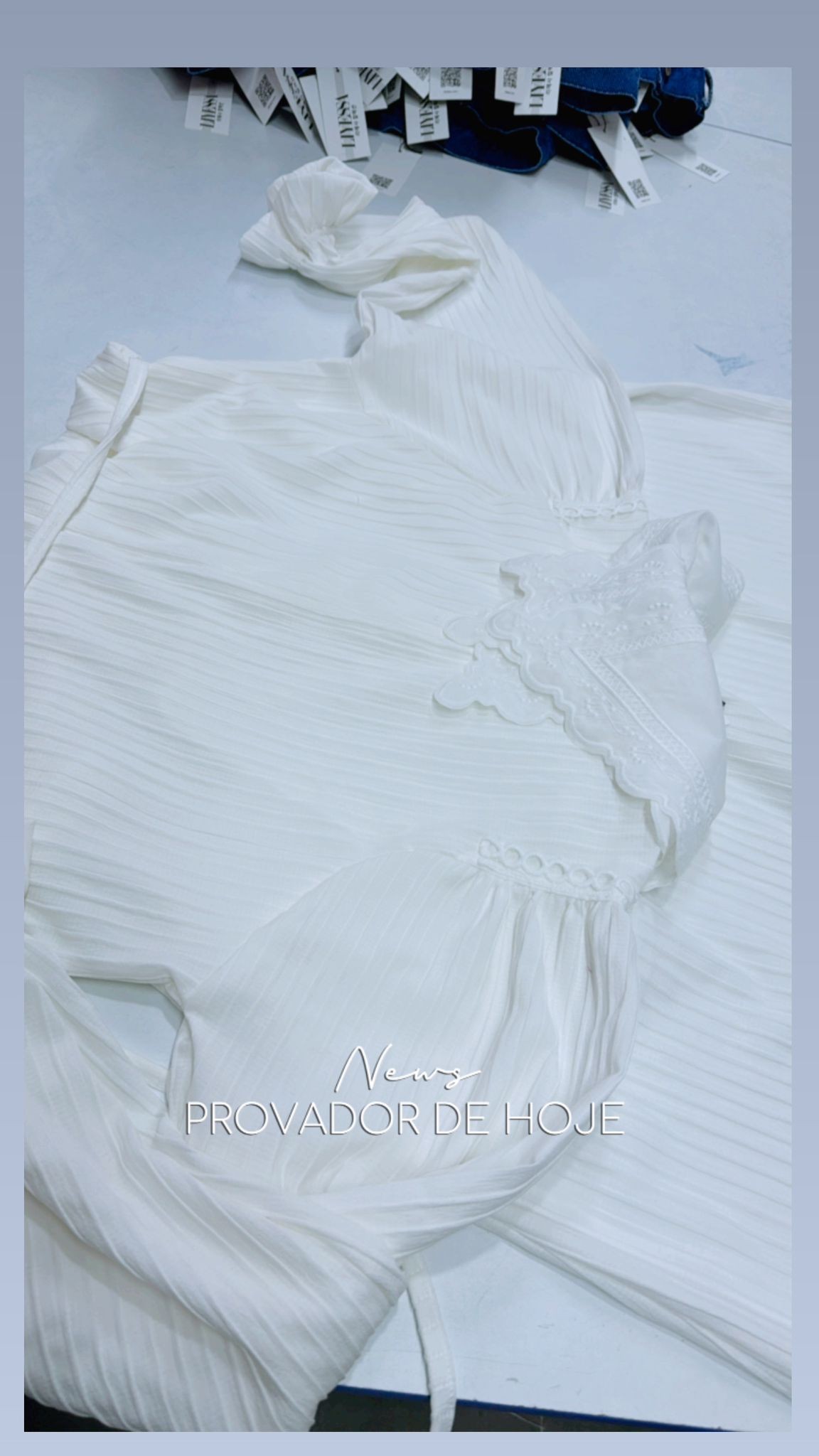 Çift Yakalı Fitilli Viskon Elbise - Beyaz