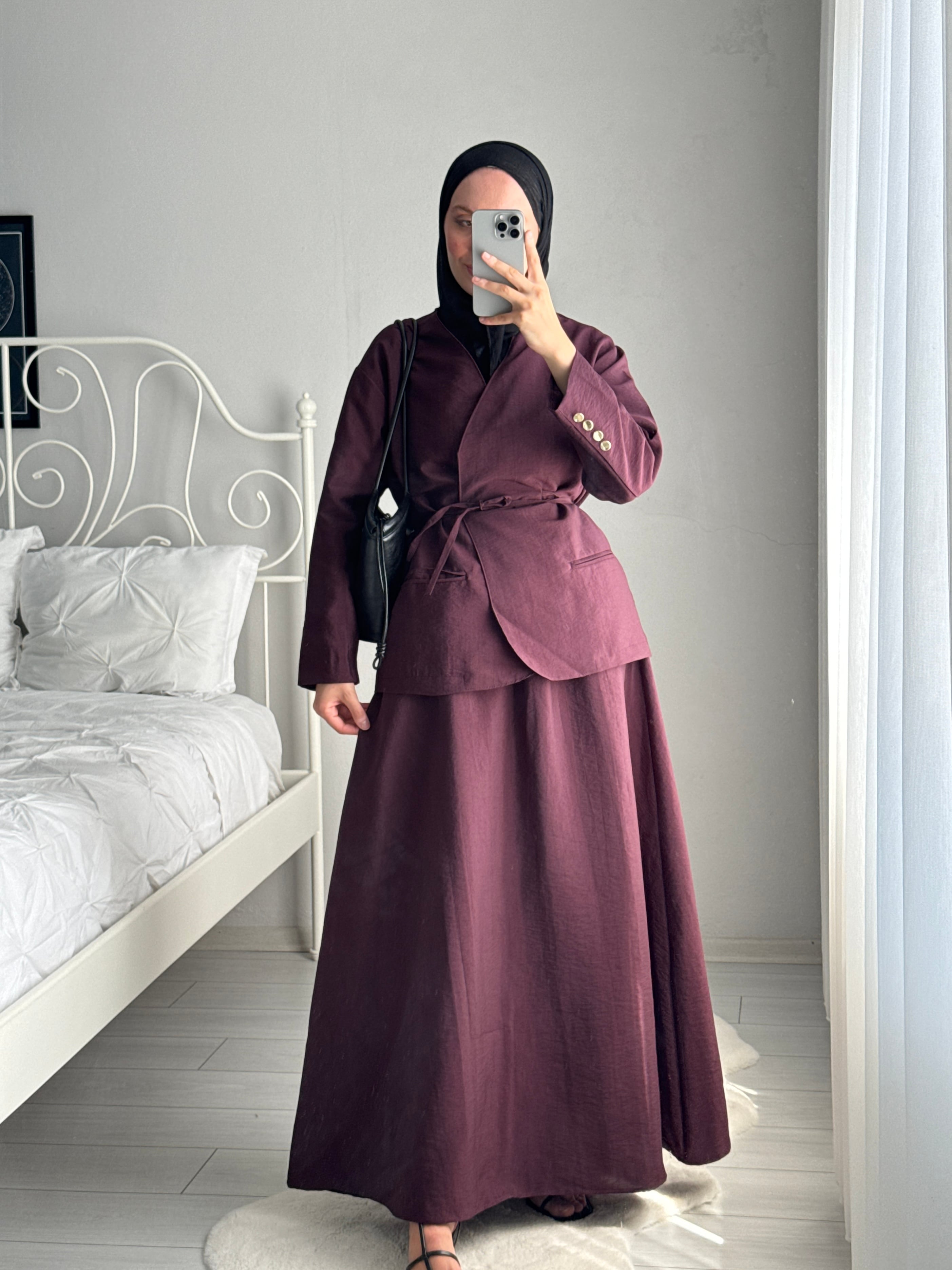 Belden Bağlamalı Ceket Takım