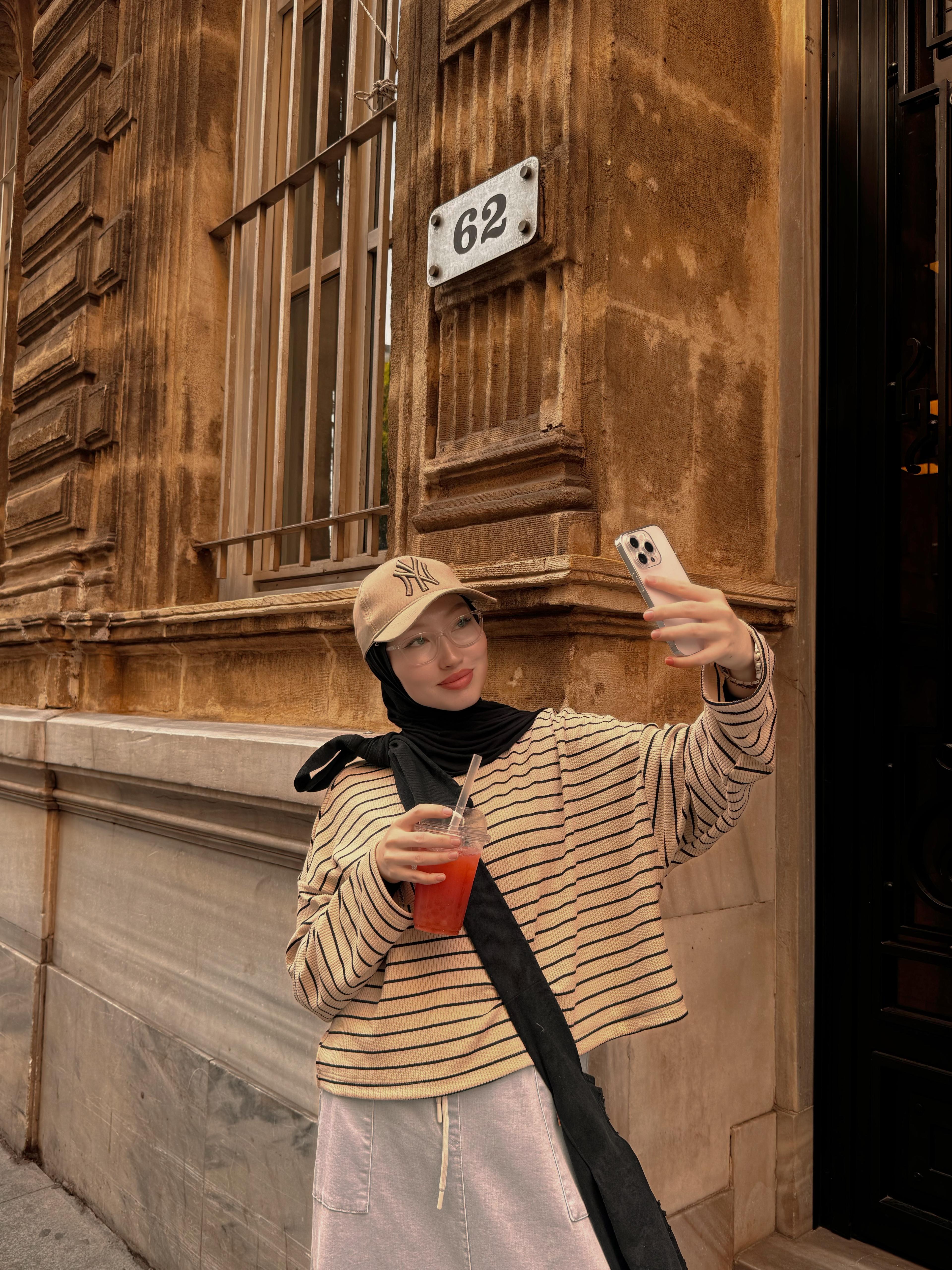 Çizgili Oversize Bluz
