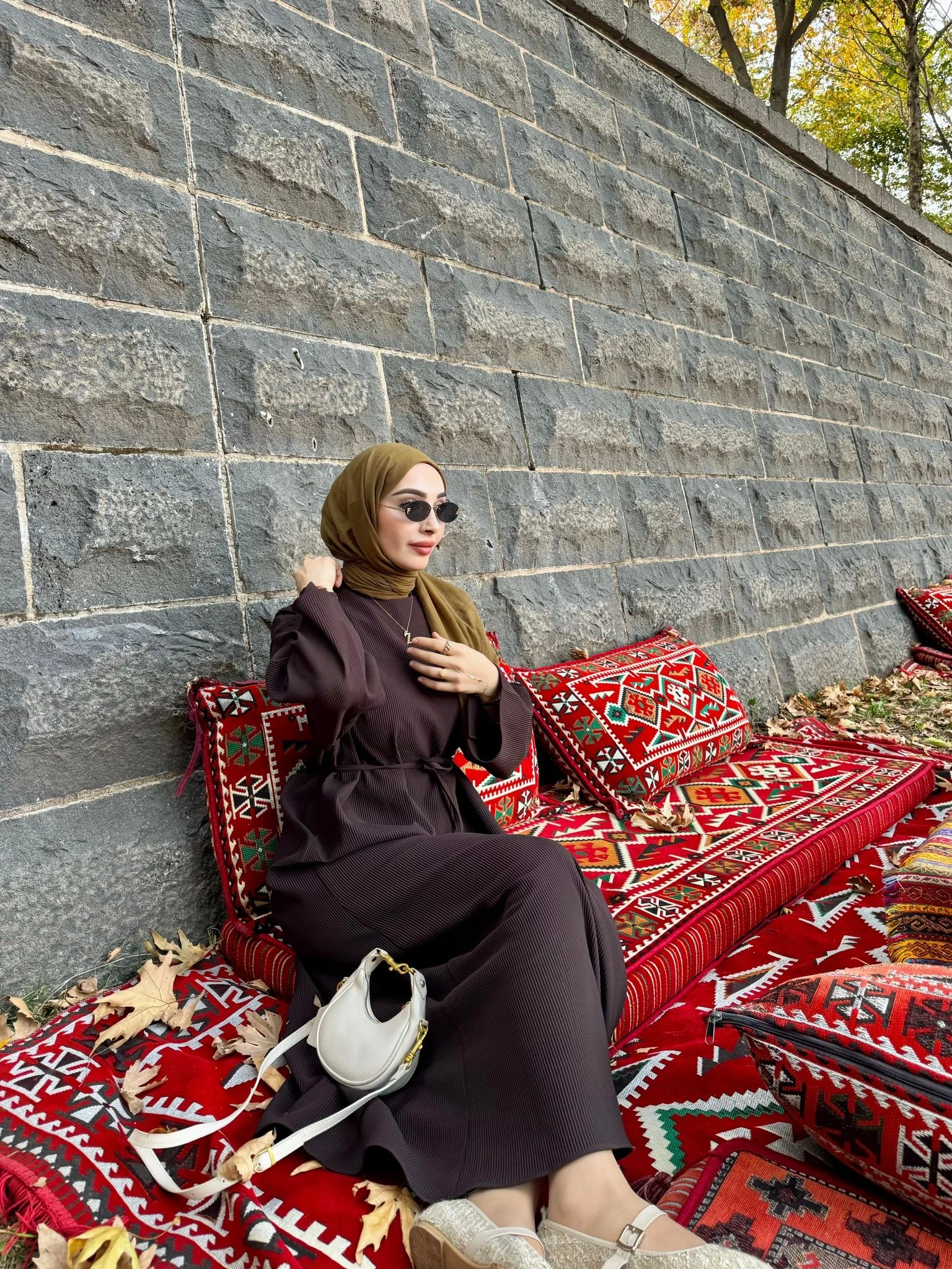 Kuşaklı Rib Dokuma Elbise